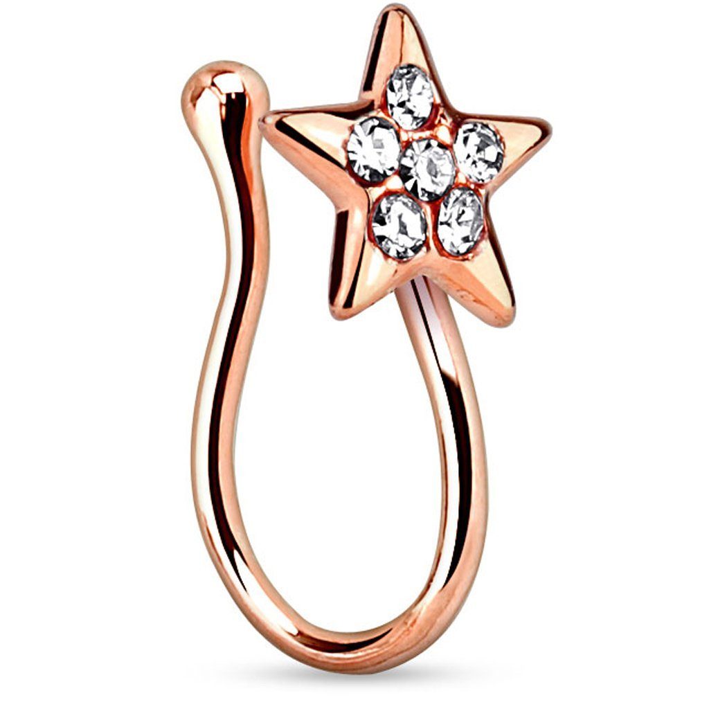 Ring Taffstyle Roségold Fake Ring Clip Stern Nase Non Piercing On Septum Kristallen, Nasenpiercing Hoop Nasenpiercing Nasenstecker Messing Fake Nasenring