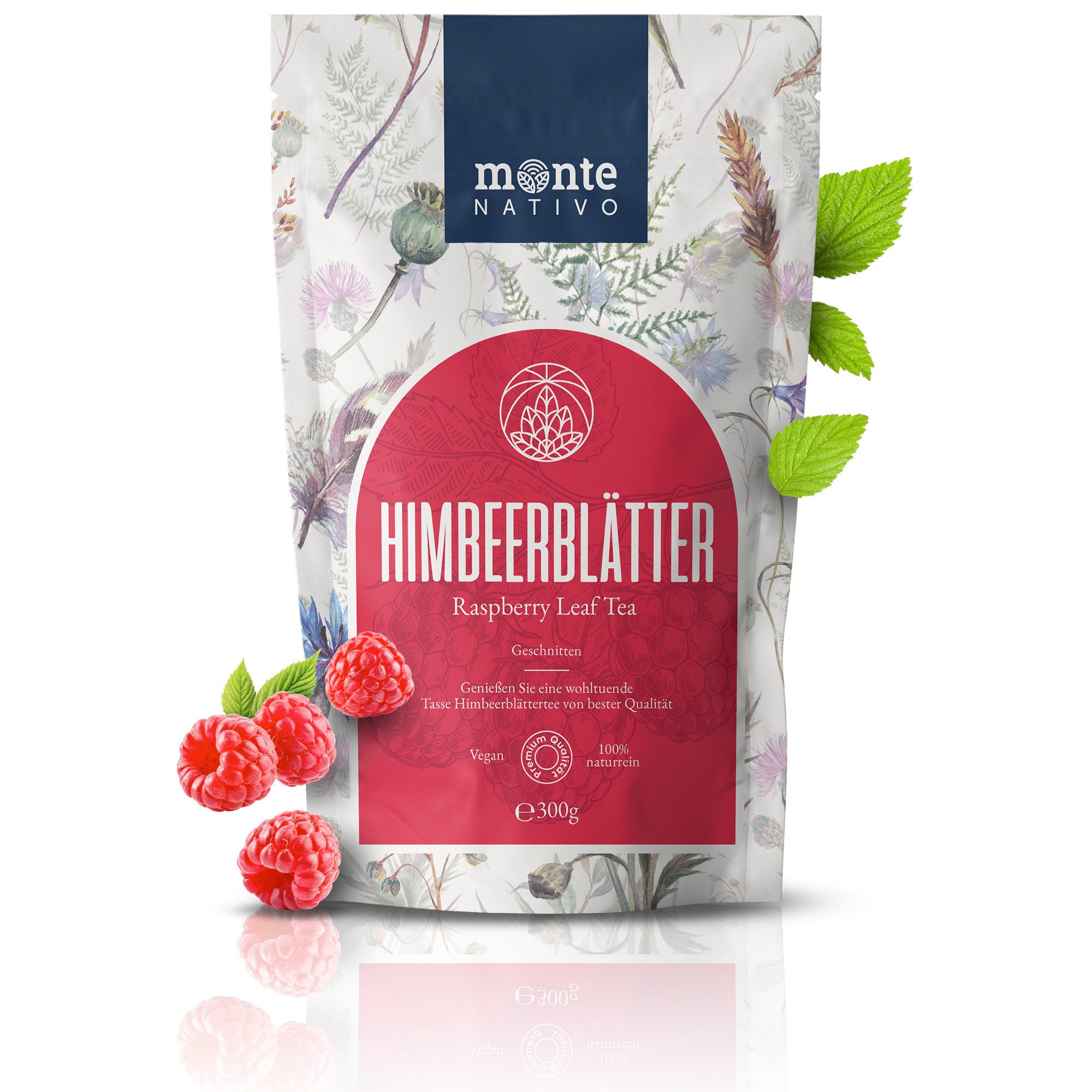 Monte Nativo Tee Himbeerblätter Kräutertee lose, – klassischer Frauentee, besonders beliebt während der Schwangerschaft