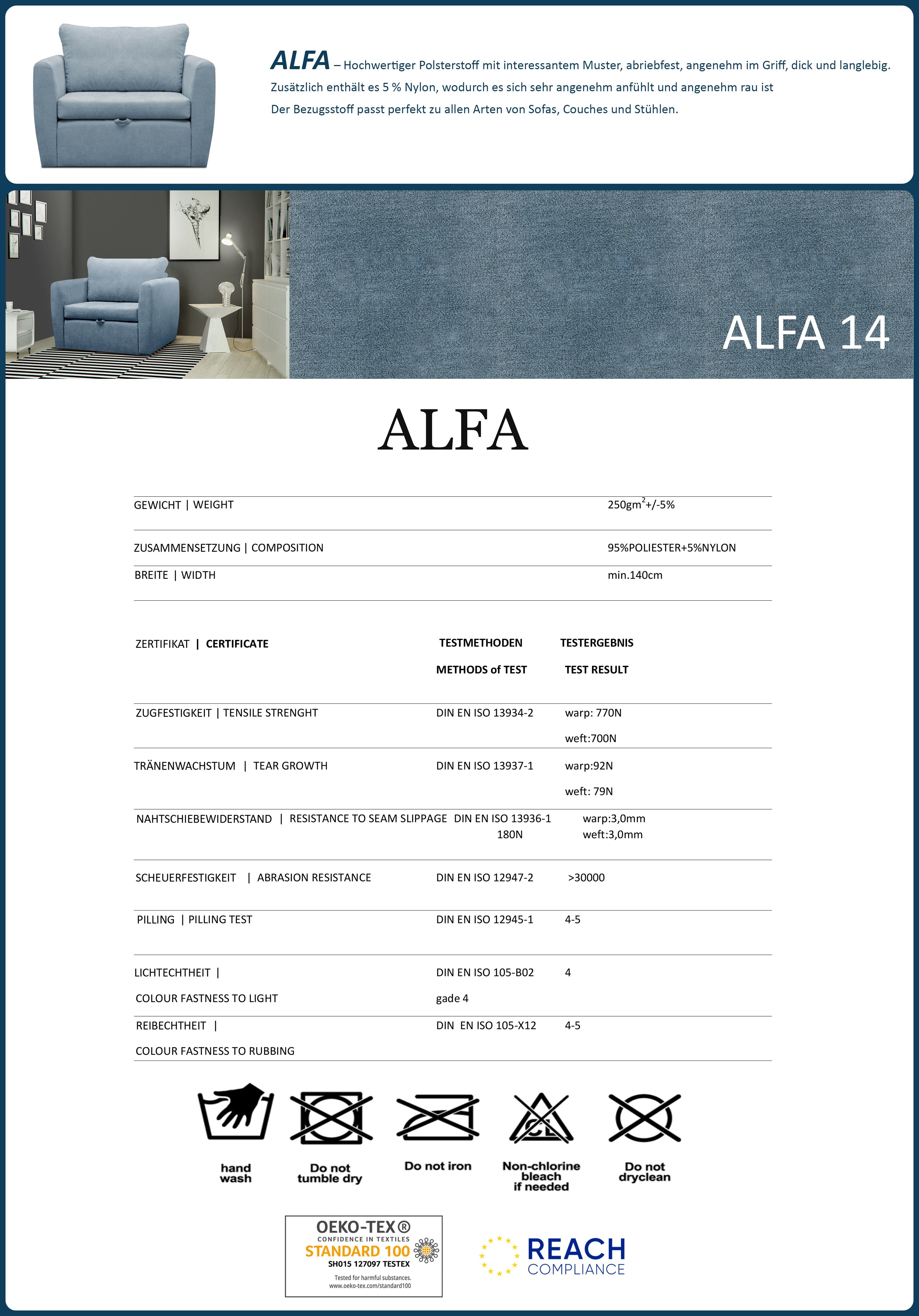 Polstersessel (alfa Wohnzimmersessel), Beautysofa 1-Sitzer Kamel Schlaffunktion, (Modern Relaxsessel mit Bettkasten, Blau Sofa, 14)