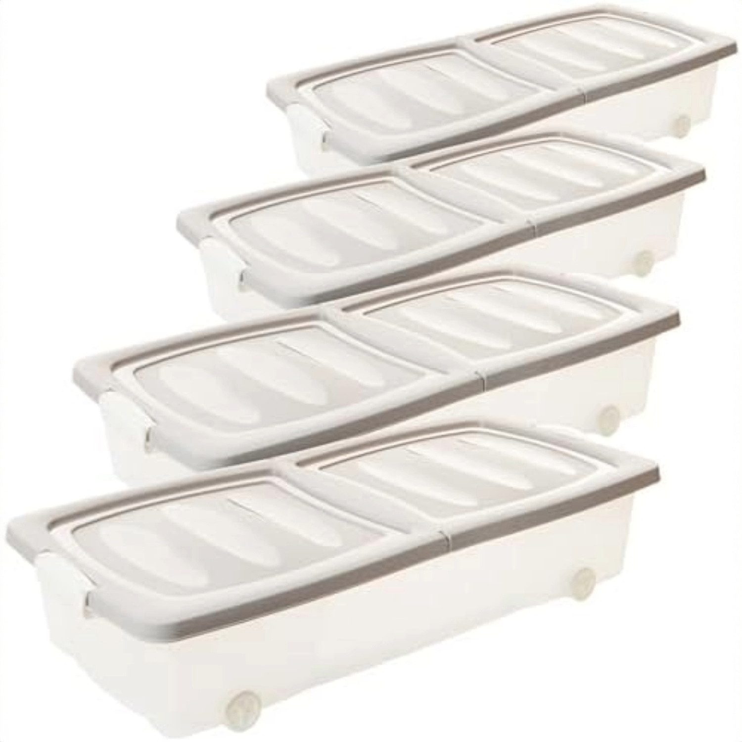 Centi Unterbettkommode LAHN 80x40x17cm – 32L (4er-Set), Unterbettkommode mit Rollen