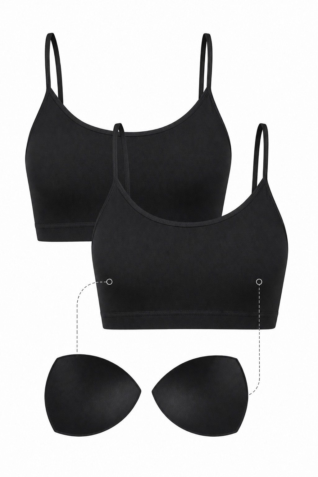 fashionshowcase Bustier Damen 2er Pack Bambus BH mit Pads nahtlos weich atmungsaktiv elastisch (2-tlg) mit herausnehmbaren Pads für natürliche Form