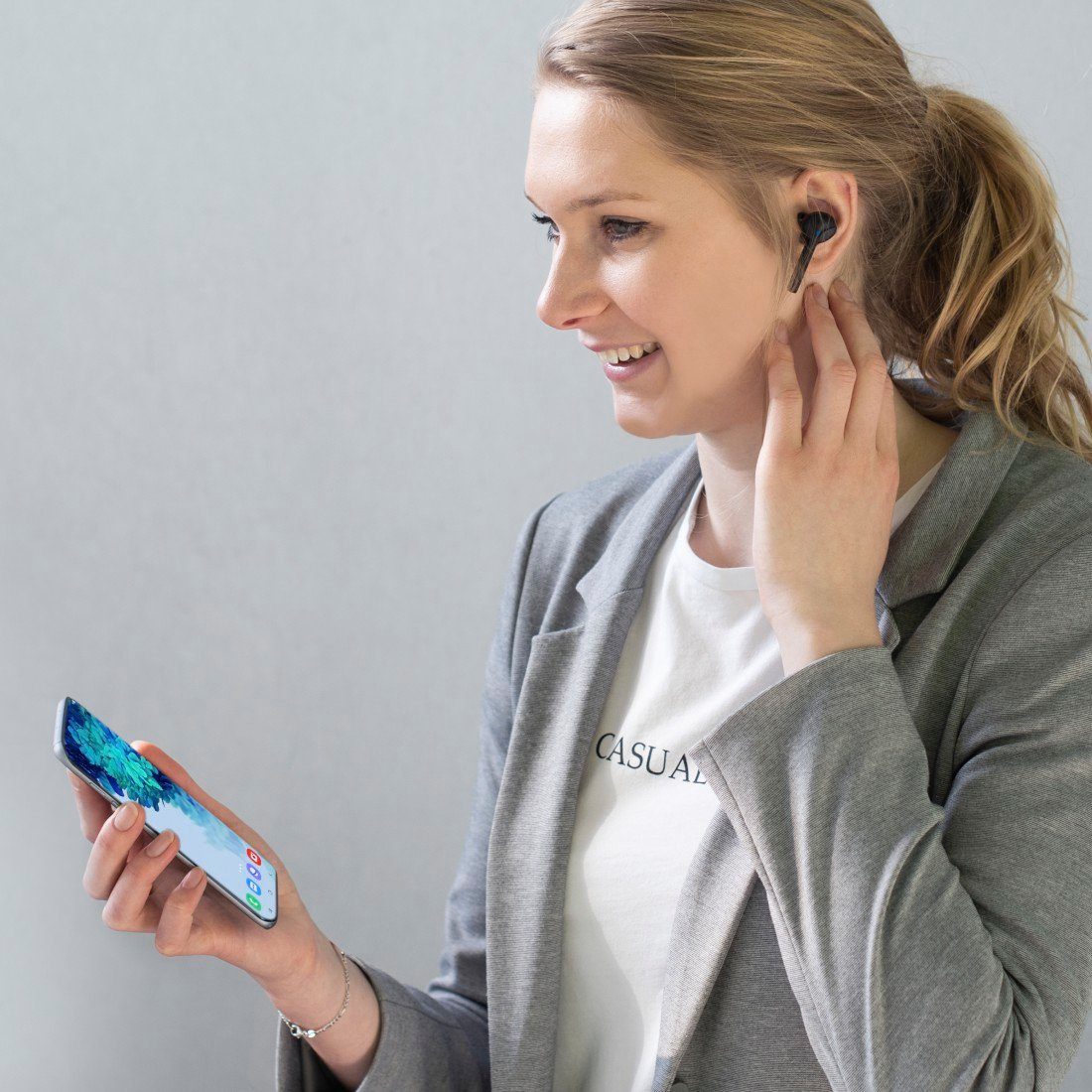 Bluetooth, True HFP, HSP, Bluetooth, Bluetooth® Kopfhörer Assistant) Anschluss, Siri Ladebox Ear Wireless, (Sprachsteuerung, Berührungssteuerung, Sprachassistenten USB-C Assistant, und In A2DP In-Ear-Kopfhörer AVRCP Google schwarz Hama Siri, Google
