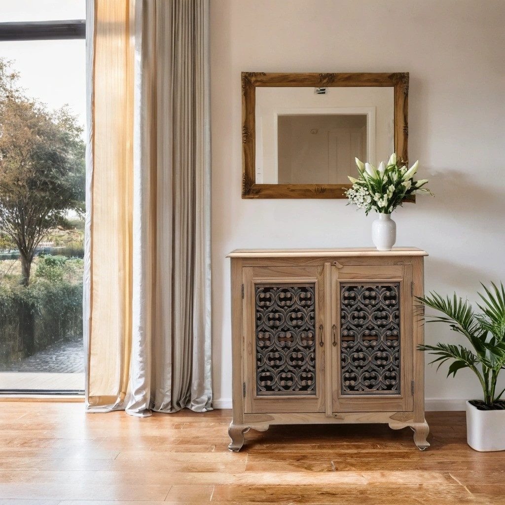 Marrakesch Orient & Mediterran Interior Kommode Orientalische Kommode Abaddon modern aus Teakholz Möbel massiv 92 cm (1 St), Handarbeit