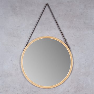 Levandeo® Wandspiegel, Spiegel 38cm Rund Bambus Holz Wandspiegel Flurspiegel Wanddeko Deko