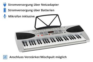 McGrey Home Keyboard LK-5430 - 54 Leuchttasten Einsteigerkeyboard, (Spar-Set, 4 tlg., inkl. Mikrofon, Keyboardständer und Bank), 100 Sounds & Rhythmen, umfangreiche Lernfunktion