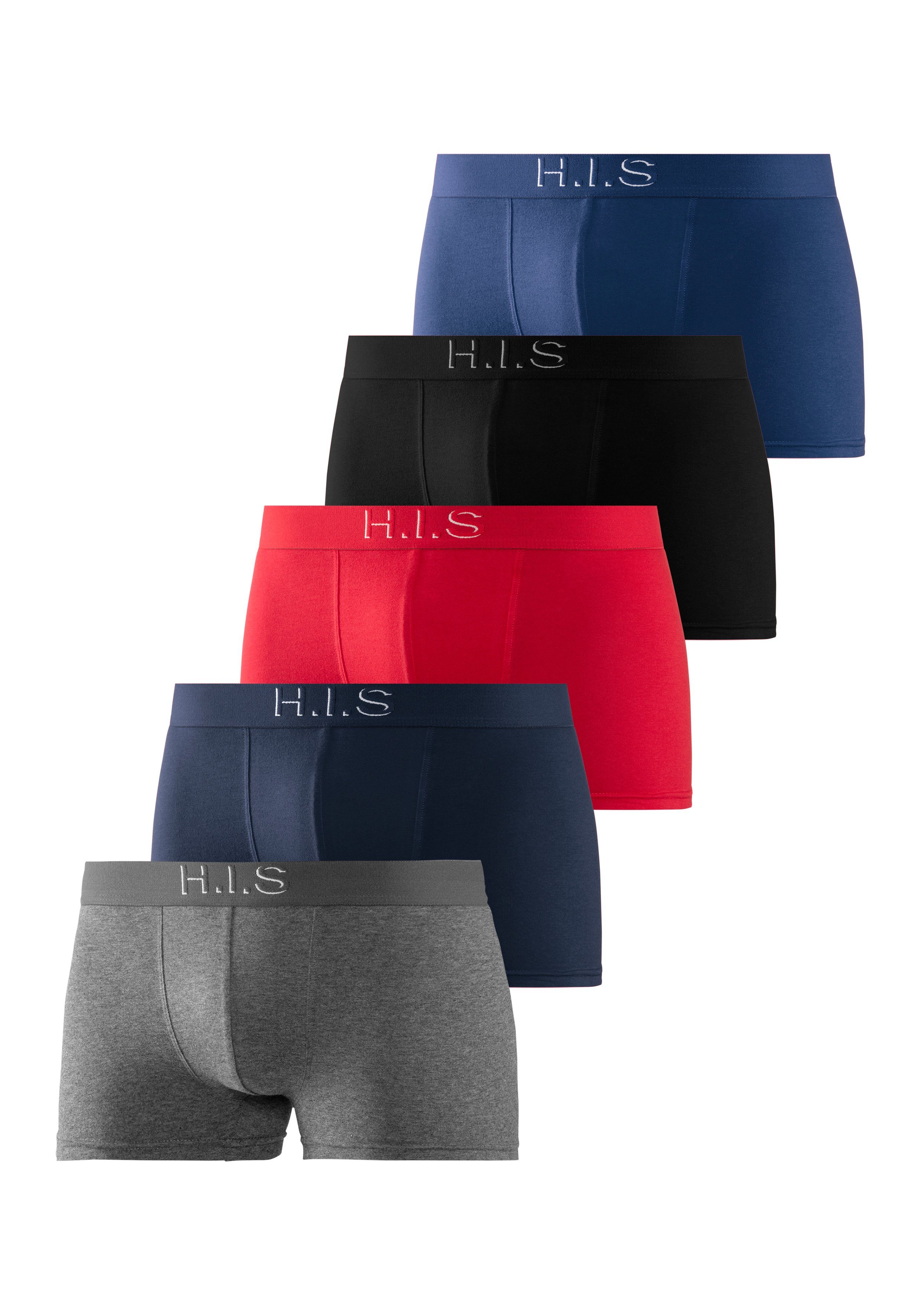 H.I.S Boxer Boxershorts für Herren (Packung, 5-St) Logo Webbund mit 3D Effekt