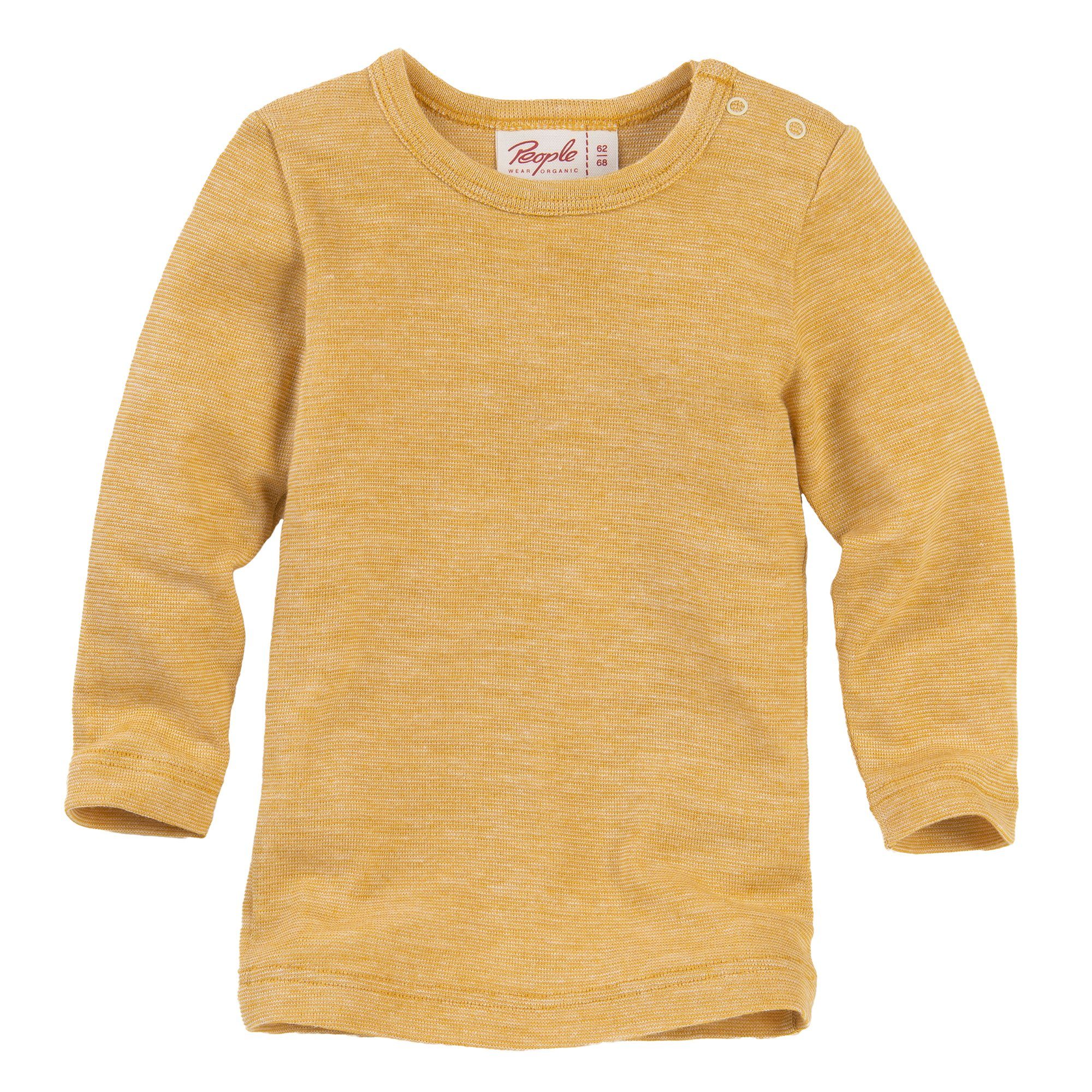 Bio meliert Baumwolle-Wolle-Seide uni Langarm-Shirt, Langarmshirt Wear Bio Wolle Gelb für Babys, Baumwolle, Organic People