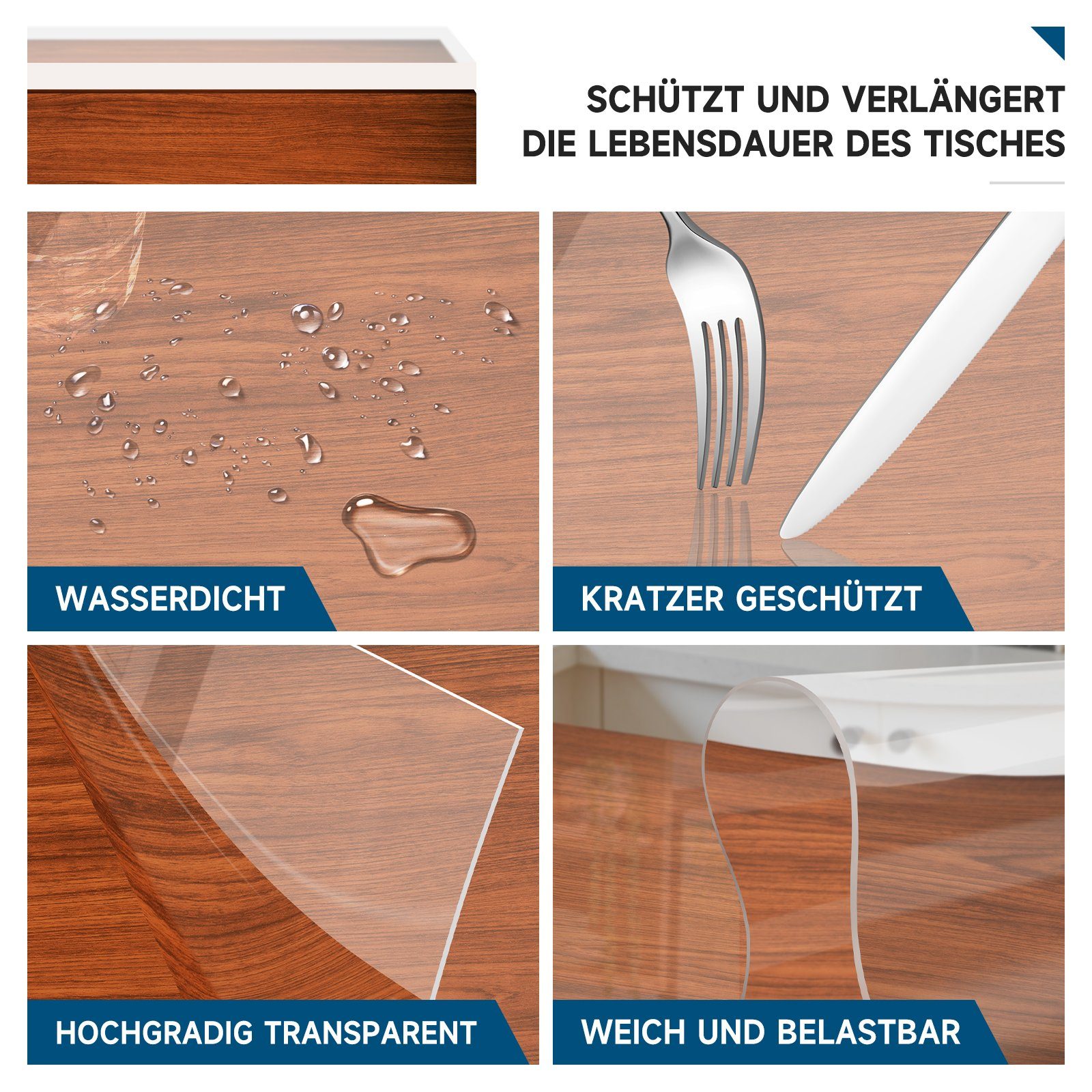 HOMELUX Tischdecke Tischfolie Tischdecke Transparent 1.8mm, PVC Durchsichti günstig online kaufen