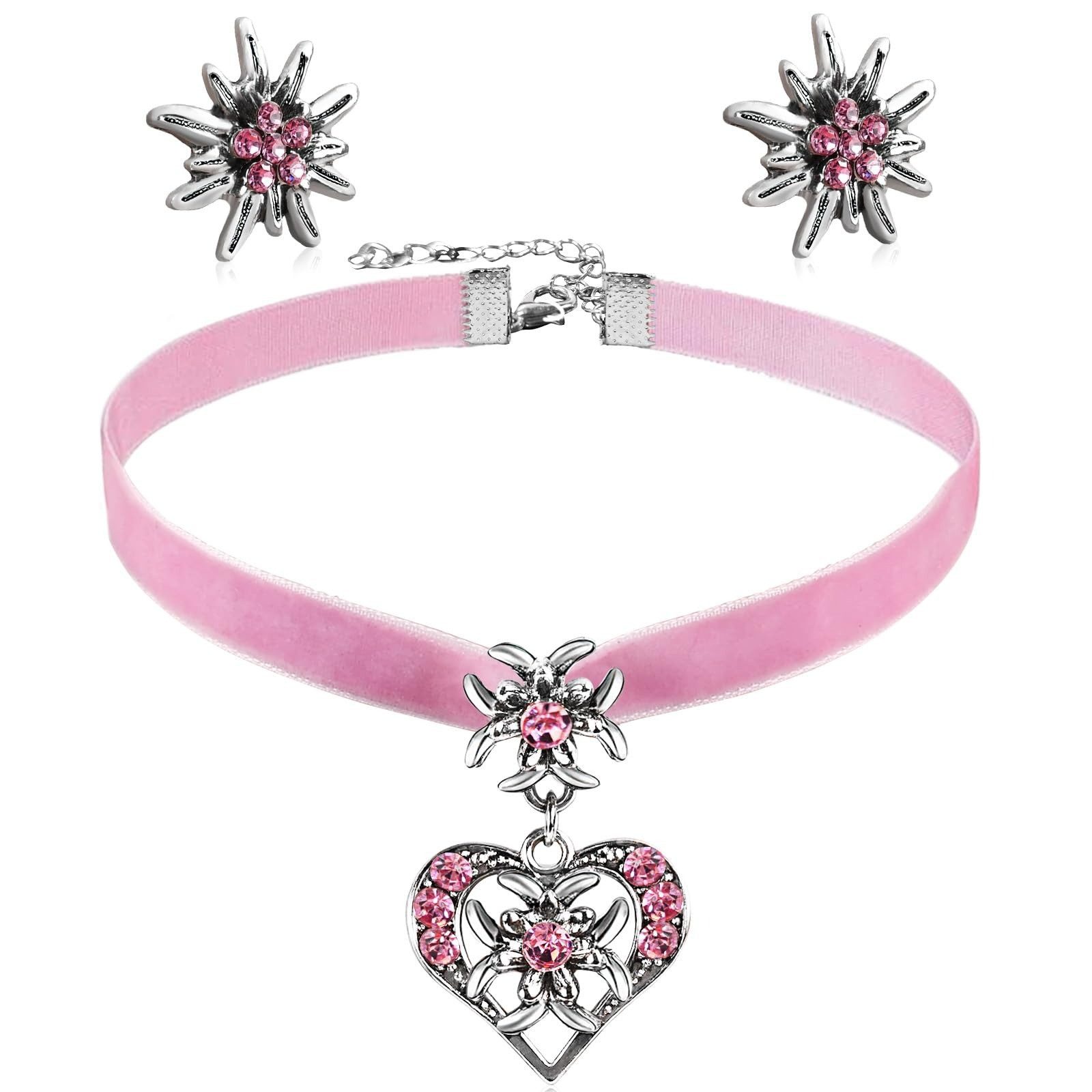 Coonoor Ювелірні виробиset Damen Oktoberfest Ювелірні виробиset, Edelweiß Anhänger mit Сережкиn, Bayerischer Stil Damen Mode Ювелірні виробиset