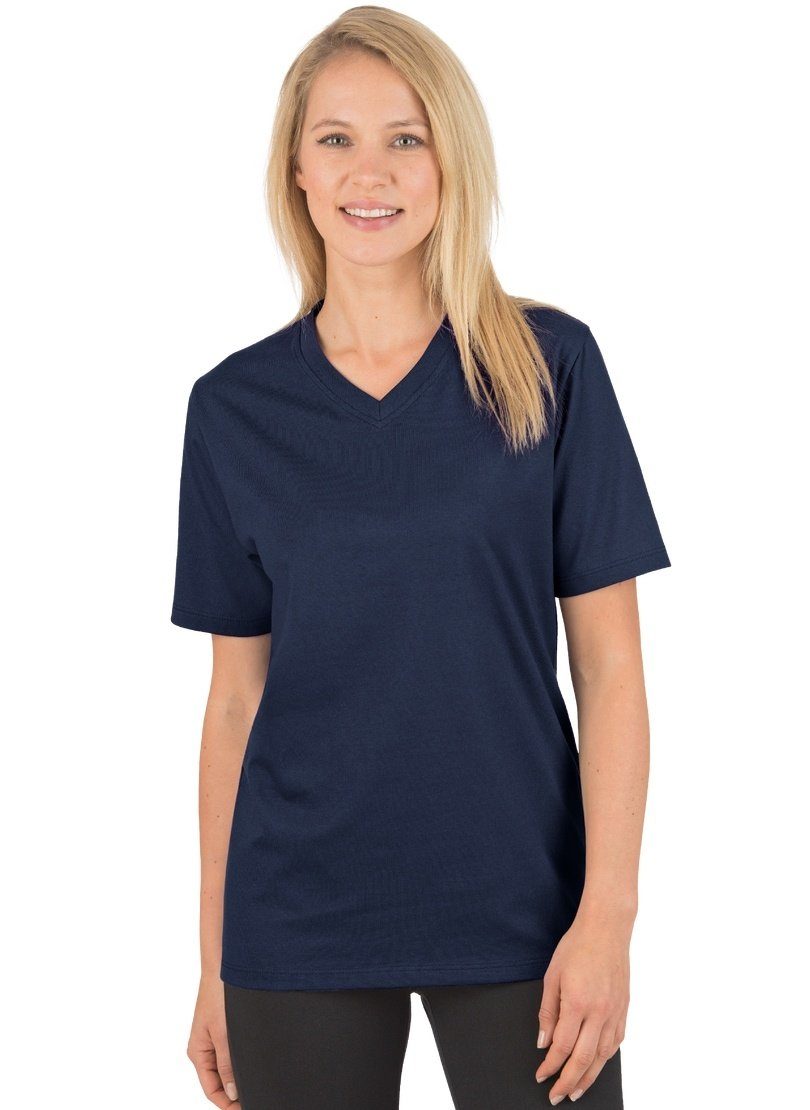 Baumwolle DELUXE navy TRIGEMA T-Shirt Trigema V-Shirt
