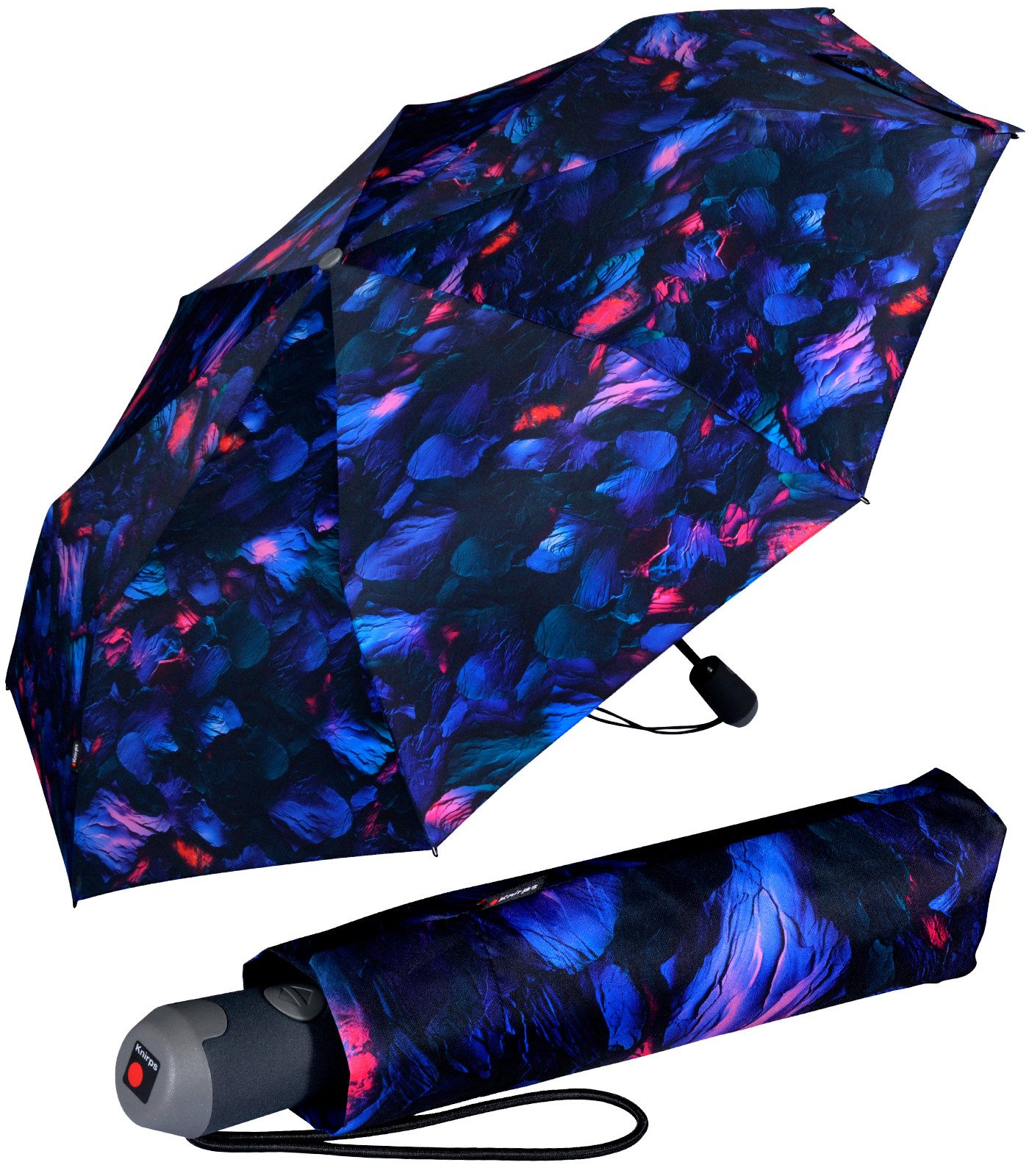 Knirps® Taschenregenschirm E.200 Duomatic mit leichtgängiger Auf-Zu-Automatik, mit geheimnisvollem, violetten Muster