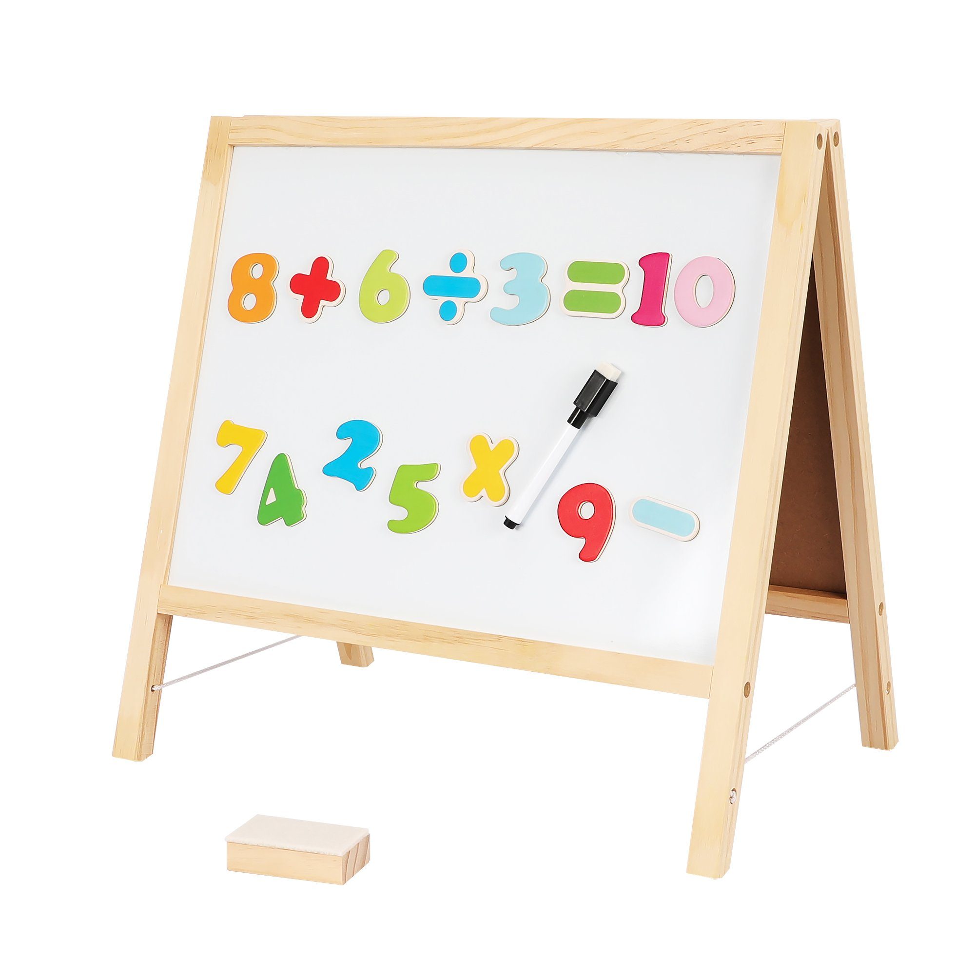 HomeGuru Standtafel Klappbare 2-in-1-Kindertafel,doppelseitige Whiteboard & Kreidetafel