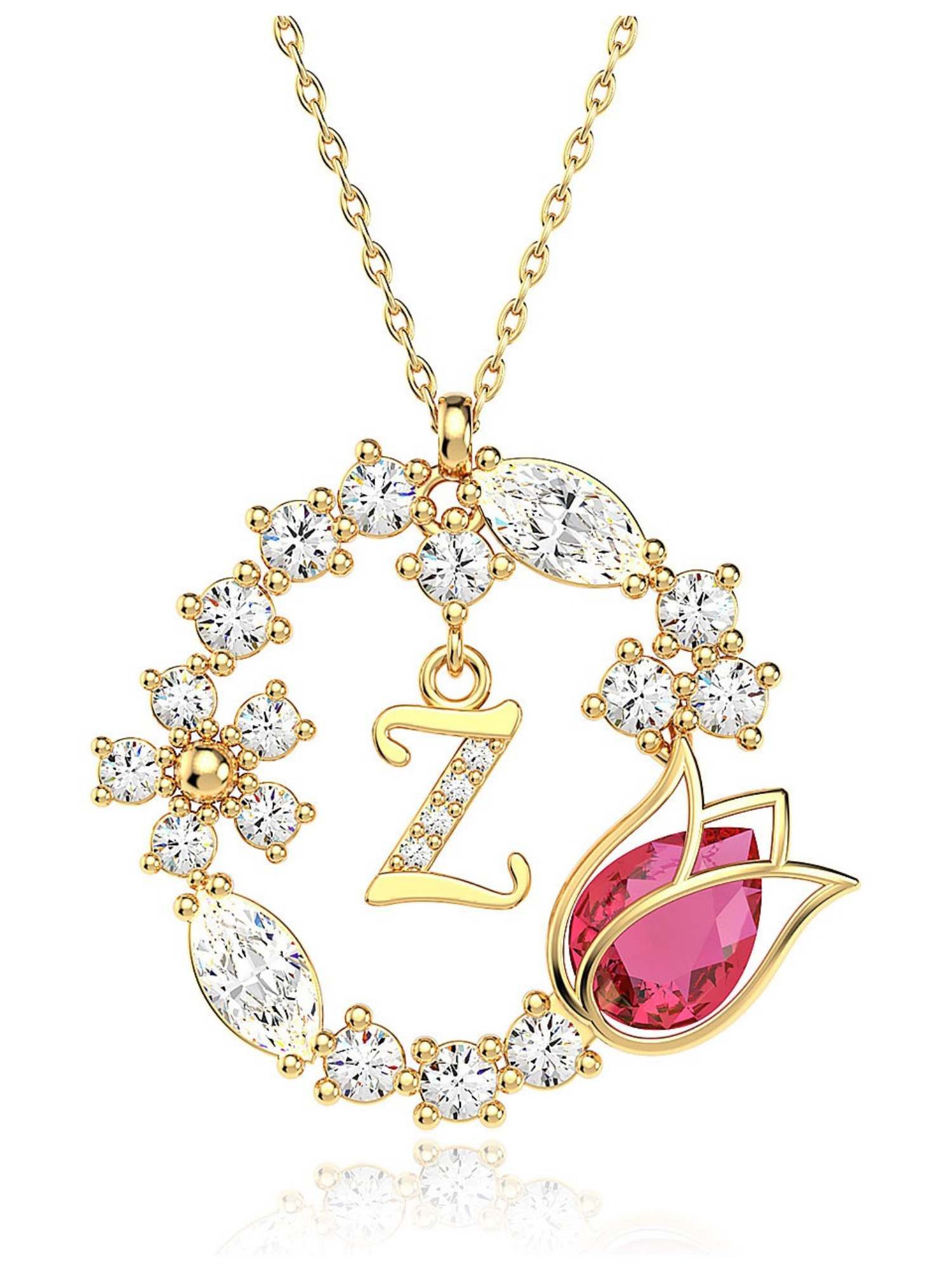 Valentinstagsgeschenk Nisan Kette und Anhänger Set, 925 Sterling Silber Damen Halskette – Herz mit Blume & Zirkonia