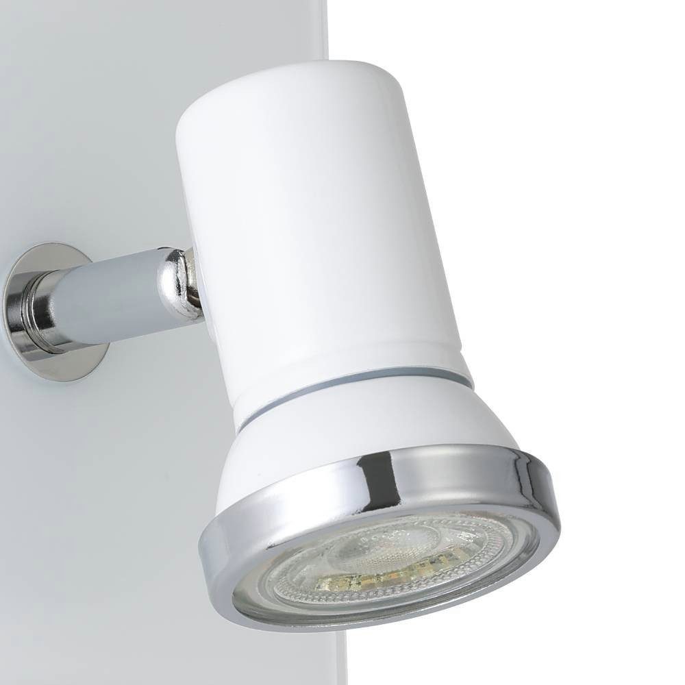 EGLO Wandstrahler TAMARA Wandlampe, Badezimmerlampe, Spot, weiß, Chrom, GU10, IP44, Leuchtmittel wechselbar, Warmweiß, Feuchtraumleuchte, schwenkbarer Spot, Deckenlampe, 1flammig, 12x12cm