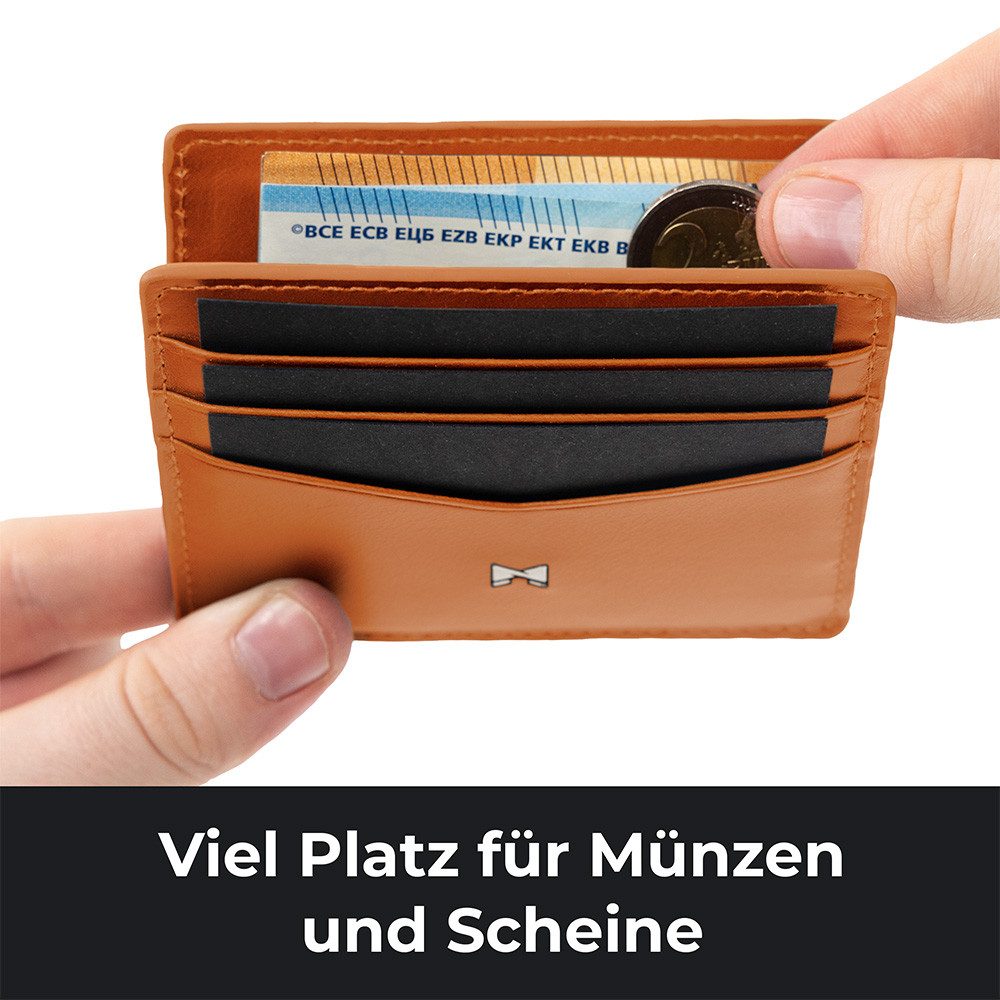 Gentlemen's Kartenetui - Kreditkartenetui mit Münzfach & RFID Schutz - Slim Wallet Herren, Slim Wallet Herren mit Scheinfach und AirTag-Fach