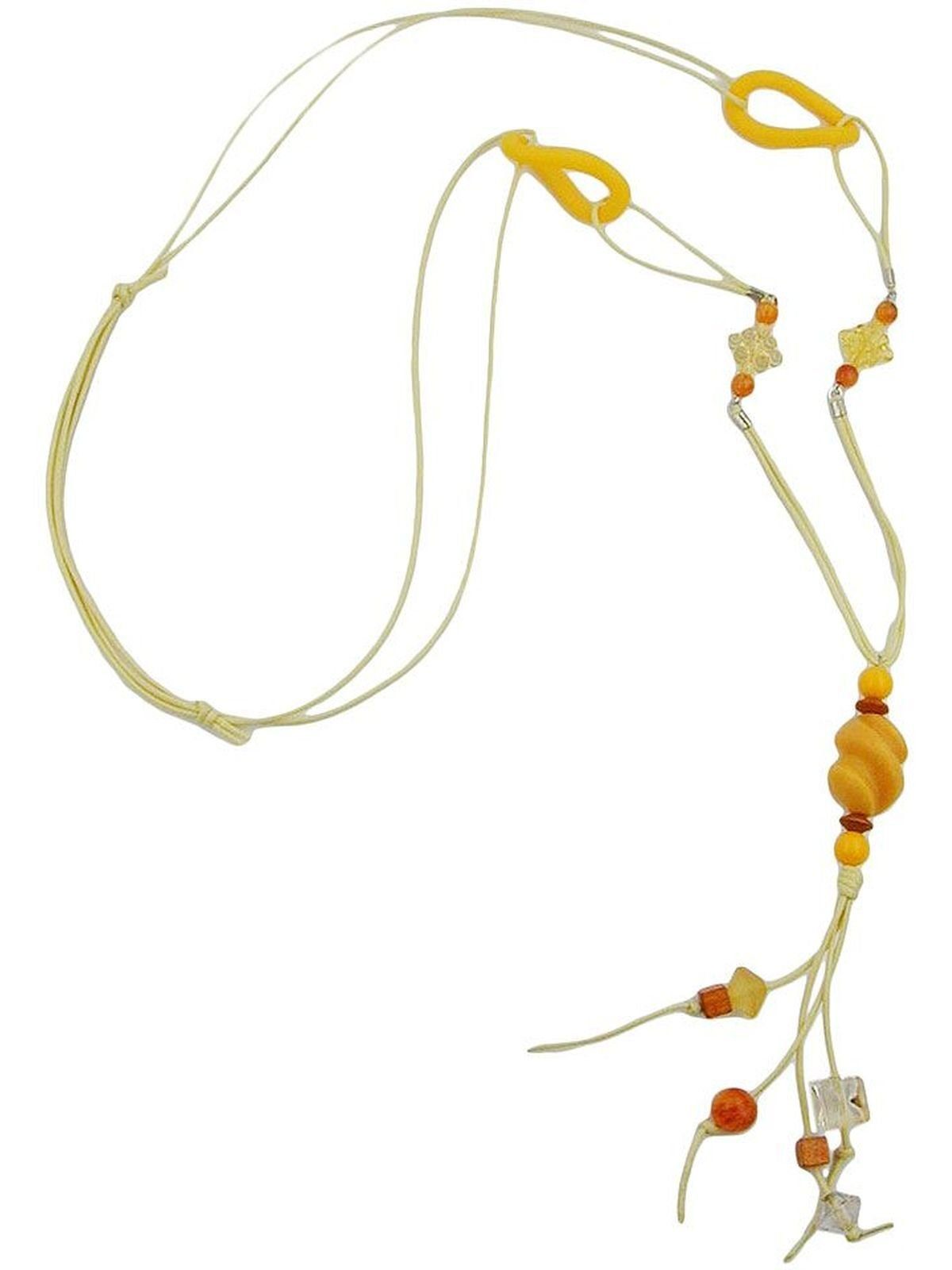 Gallay Perlenkette Kette (1-tlg) gelb, Schraubenperle ocker