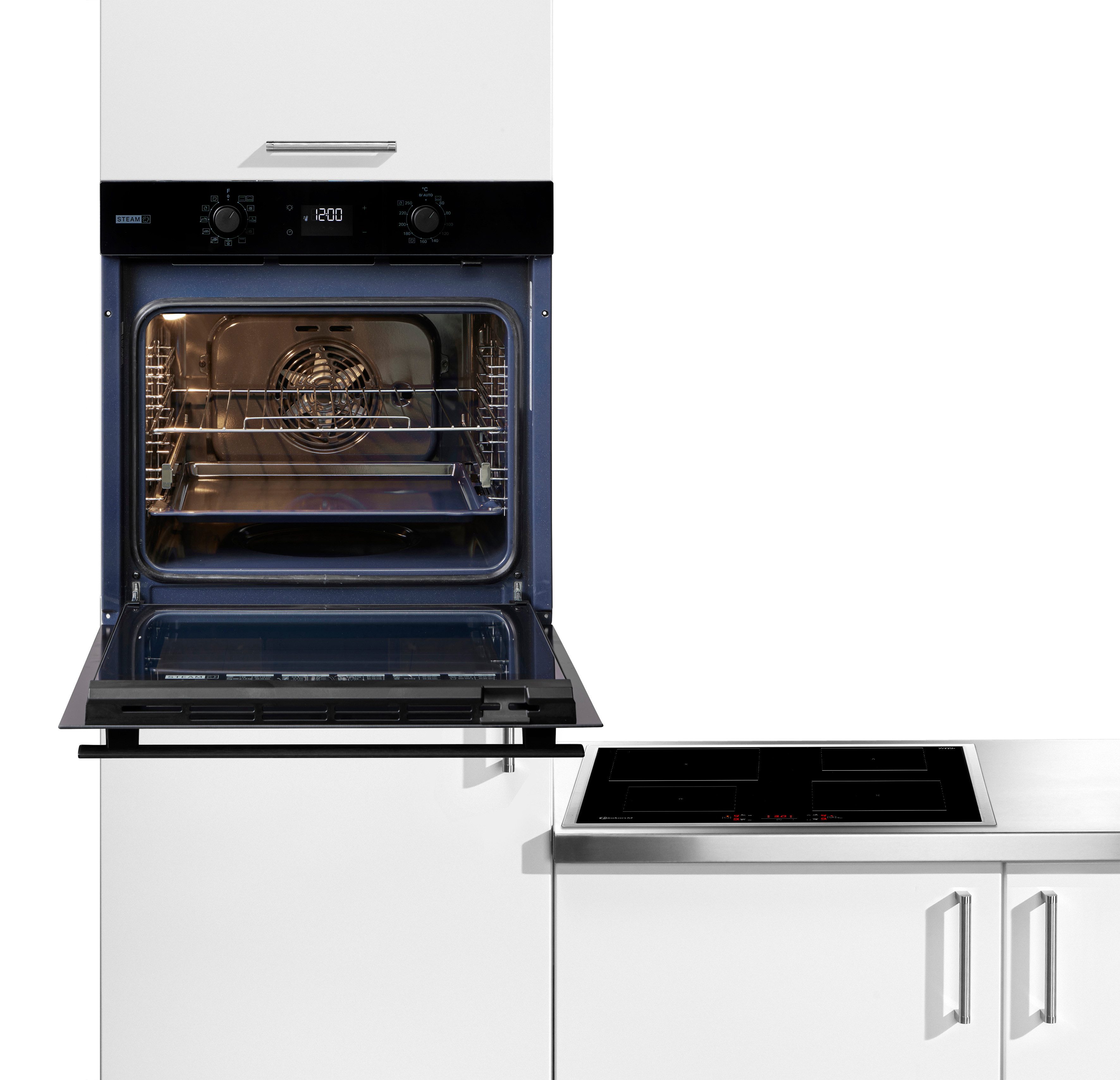 BAUKNECHT Backofen-Set BAKO 780 Steam IND BL, mit 1-fach-Teleskopauszug, Hydrolyse, GentleSteam – für ein saftiges Inneres und ein knuspriges Äußeres