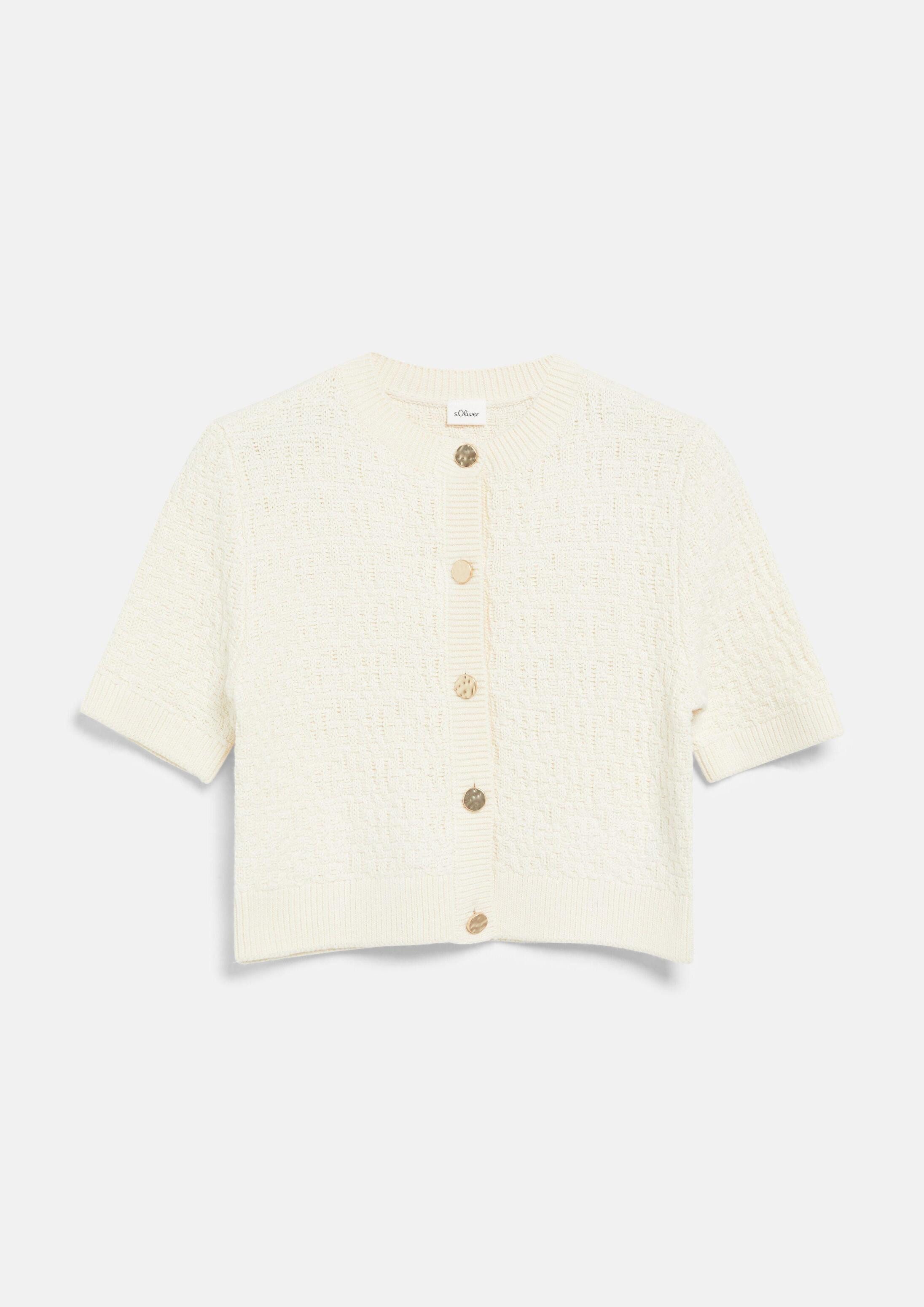 s.Oliver Cardigan Strickjacke Kurzarm-Strickjacke mit Strukturmuster