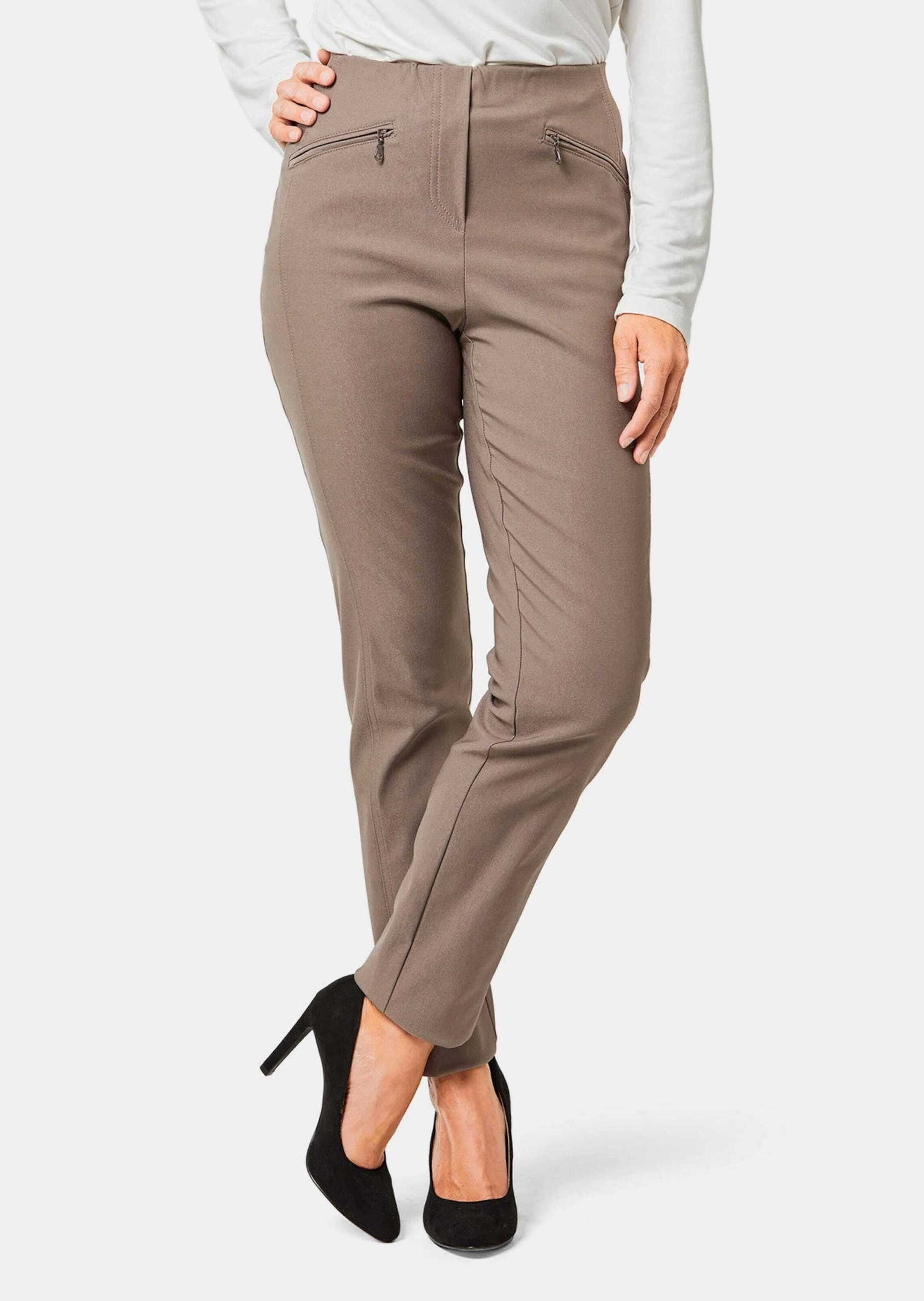 GOLDNER Stoffhose Kurzgröße: Elegante Stretchhose mit Schlupfbund Viskosehose mit Taschen, Teilungsnähten und Knöchellänge