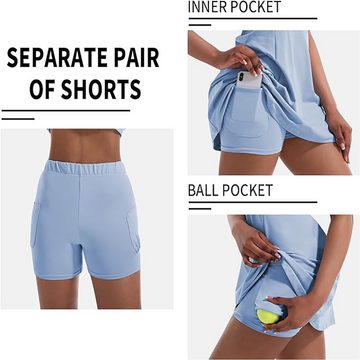 BlauWave Blusenkleid Tenniskleid für Damen, Tennis-Golf-Kleider mit integrierter Short (1-tlg., für ärmellose Sportkleider) Geeignet für tägliche Reisen