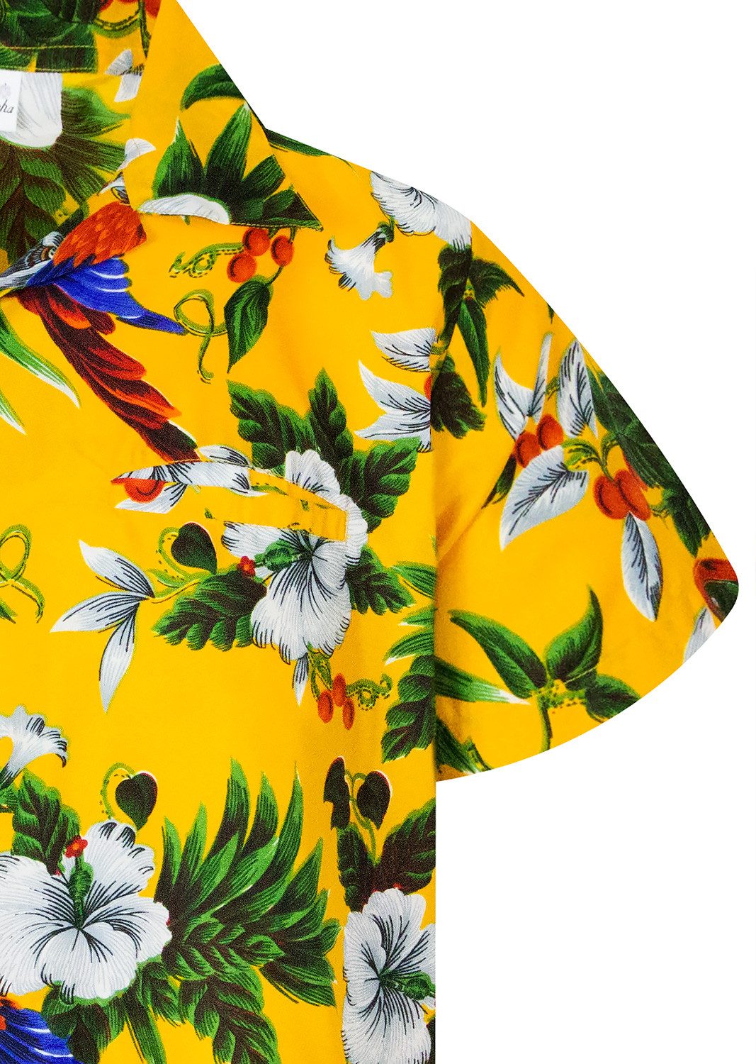 King Kameha Hawaiihemd "Cherry Parrot" Funky Hawaiihemd Herren Kurzarm Fronttasche Sommerhemd