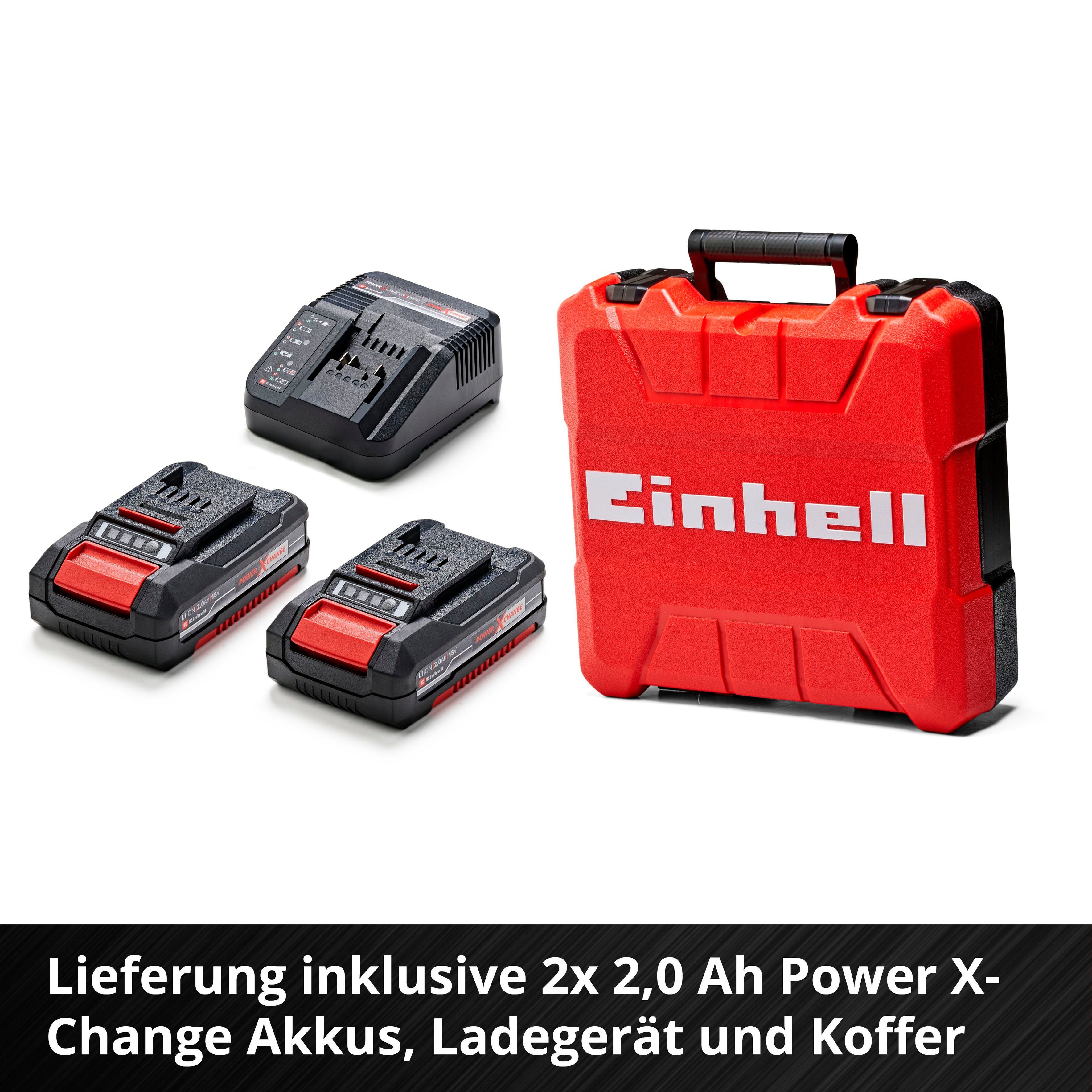 Einhell Akku-Schlagbohrschrauber TE-CD 18 Li-i BL, max. 1800 U/min, Power X-Change, Inkl. 2x 2,0 Ah, Ladegerät und Transportkoffer