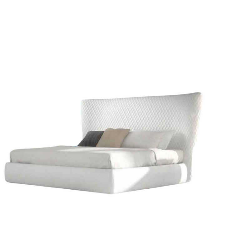 JVmoebel Bett Weiß Bett Doppelbett Luxus Schlafzimmer Möbel Holz Kunstleder Neu (1-tlg., Bett), Made in Italy