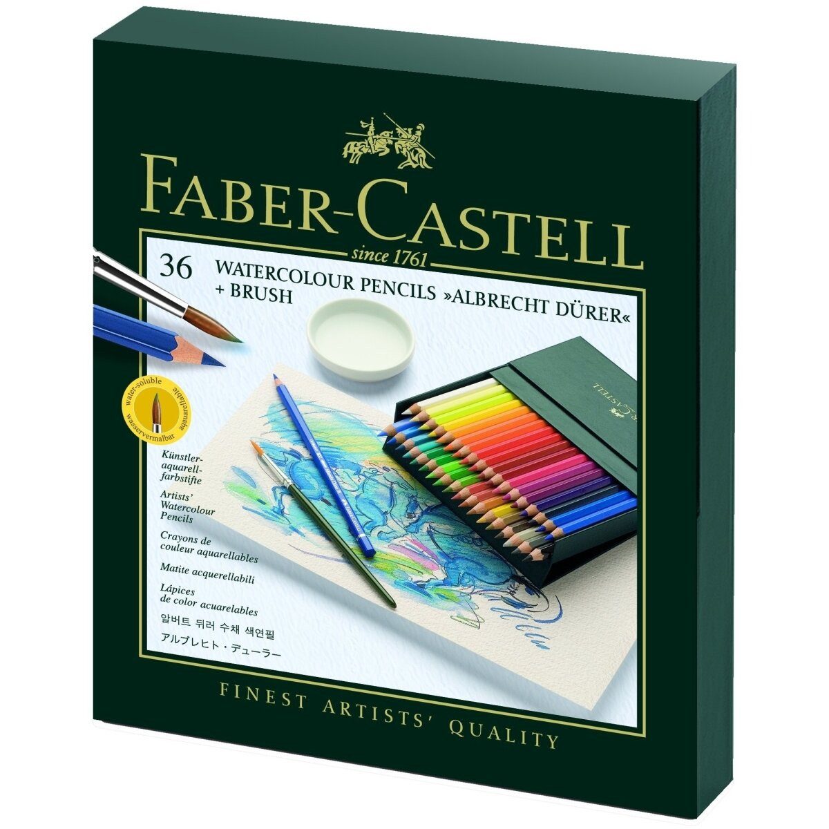 Faber-Castell Maltuch Künstler-Aquarellstift Albrecht Dürer 36 Farben sortiert in Atelierbox