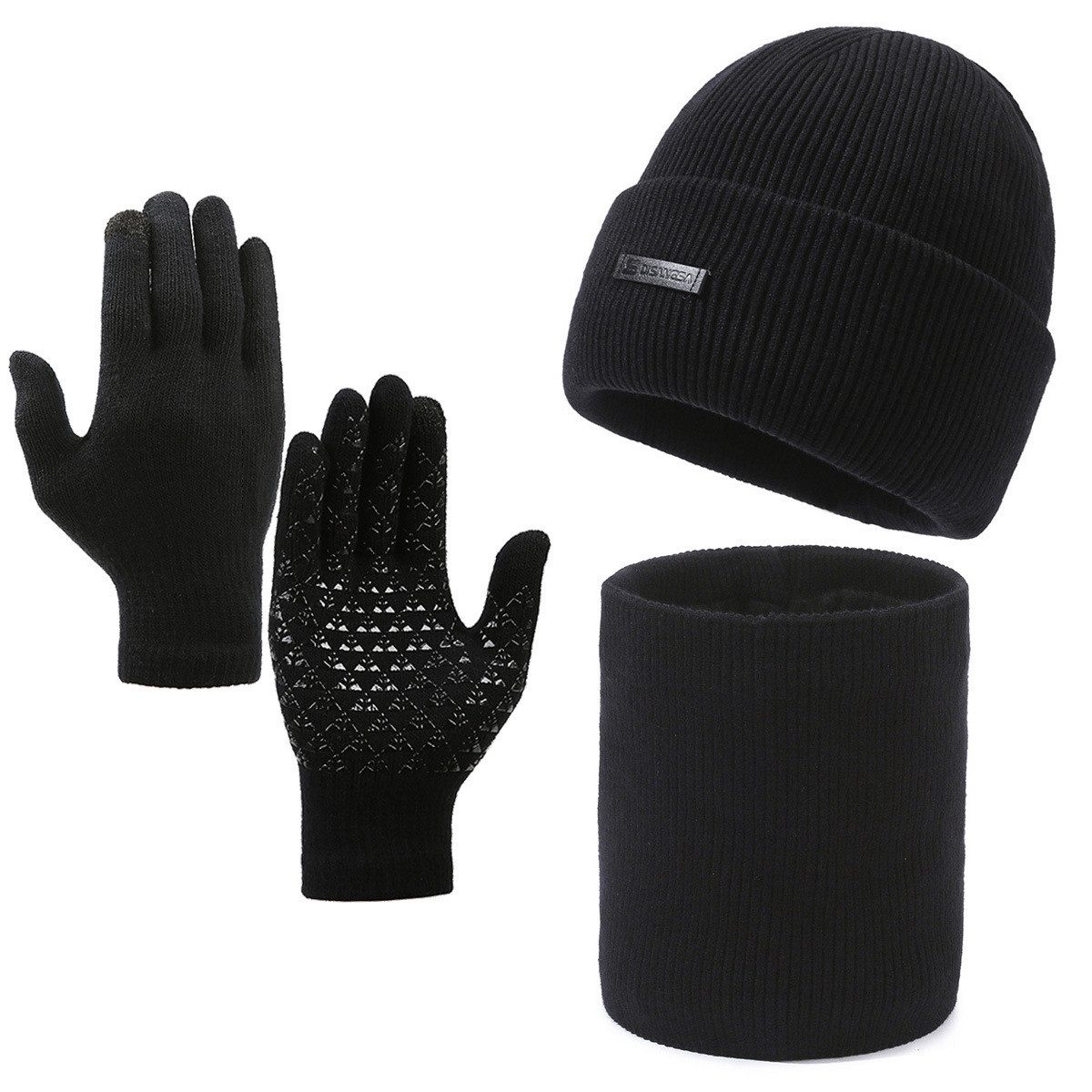 Oemmn Mütze & Schal Wintermütze-Schal Set,Schlauchschal mit Fleecefutter,Einheitsgröße