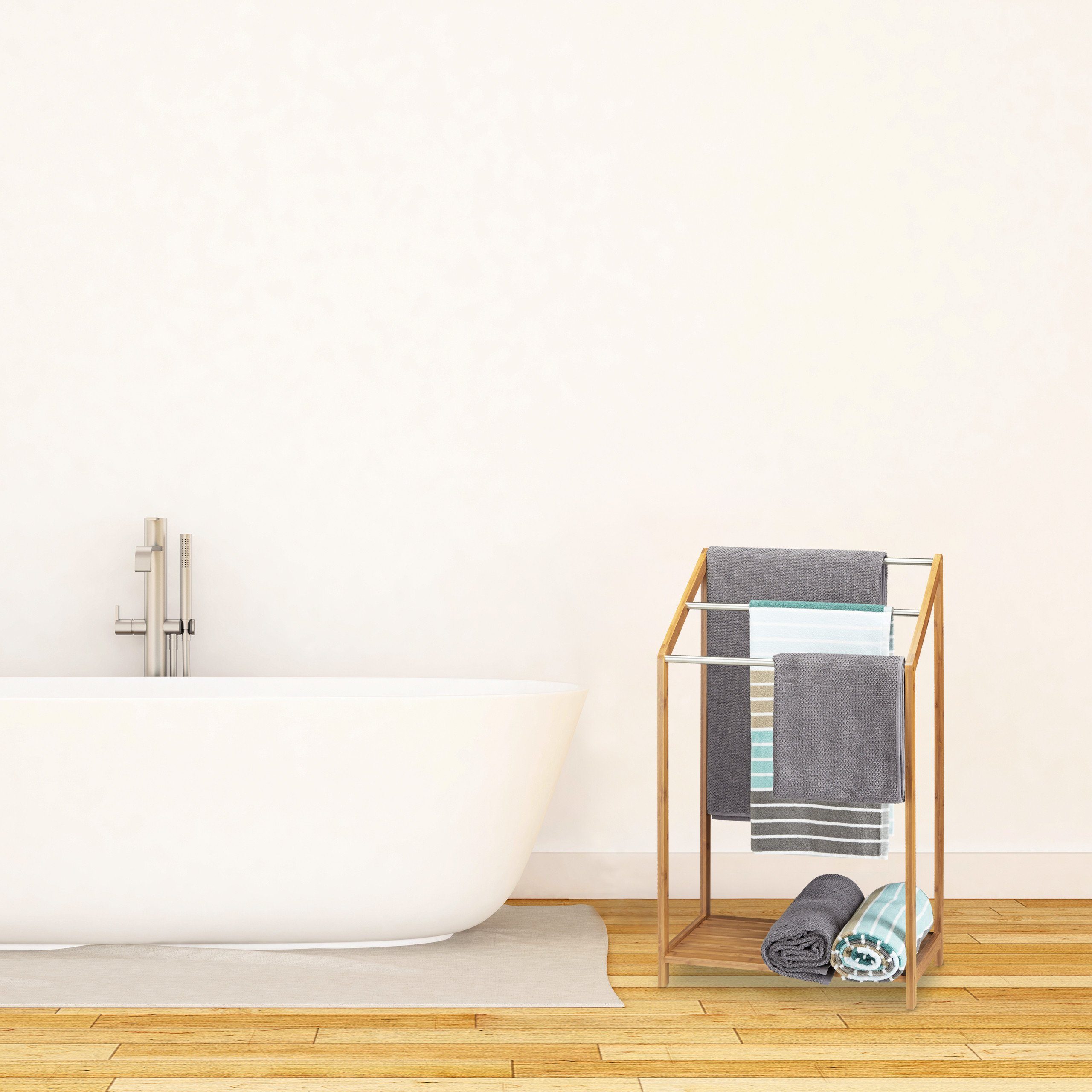 relaxdays Handtuchständer Handtuchhalter Bambus 3-fach günstig online kaufen