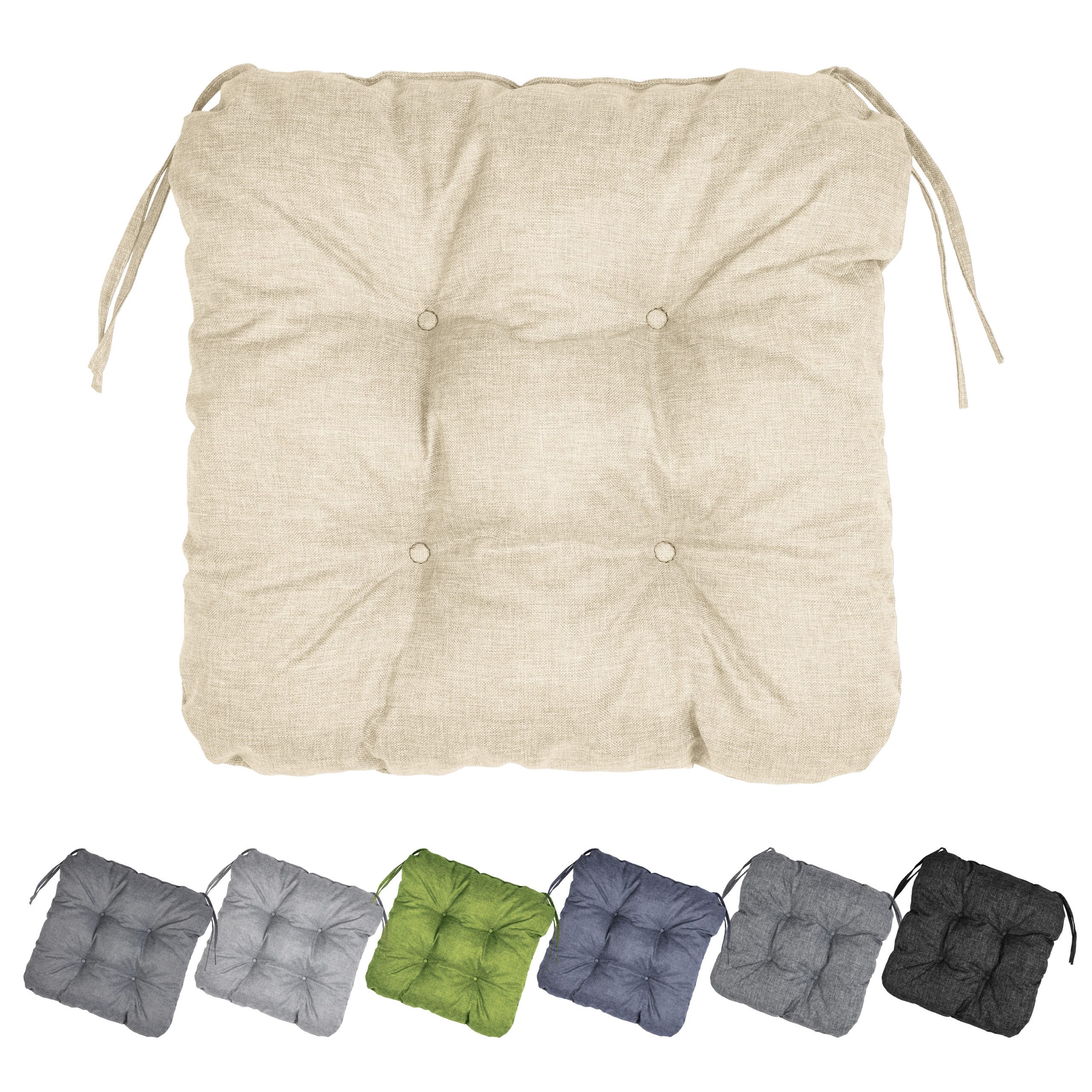 Garronda Bankauflage 40x40 cm dick, wasserabweisend, Sitzauflage mit Bändern GD-0221, (1 St), Hypoallergen, UV-beständig, Wasserbeständig
