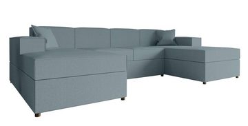 Stylefy Wohnlandschaft Sergio, U-Form, Couch, mit Bettfunktion und 2xBettkasten, Sitzkomfort, Modern Design