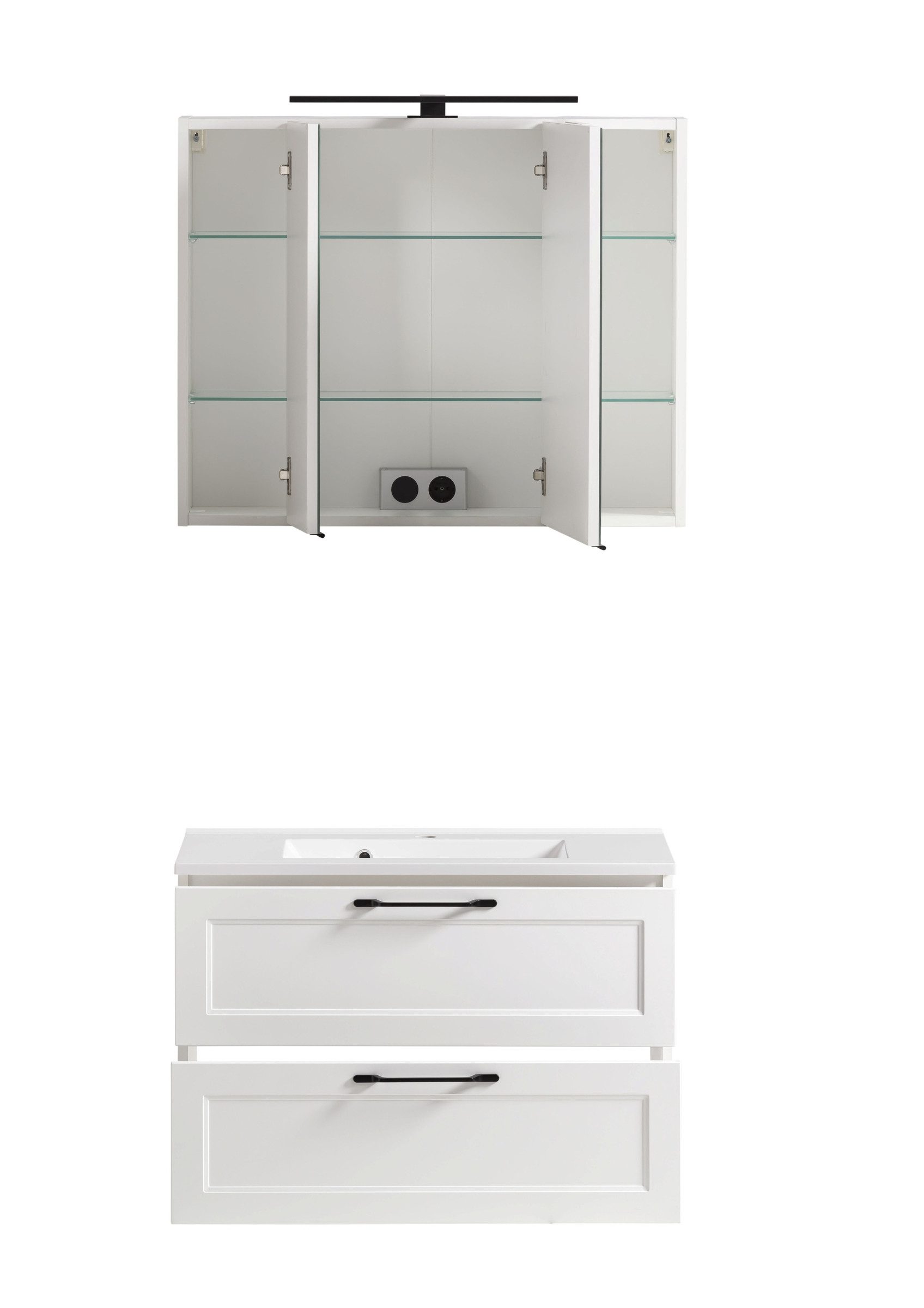 HELD MÖBEL Badezimmer-Set (2-tlg) in weiß - 80x195x47cm (BxHxT), (2-tlg)