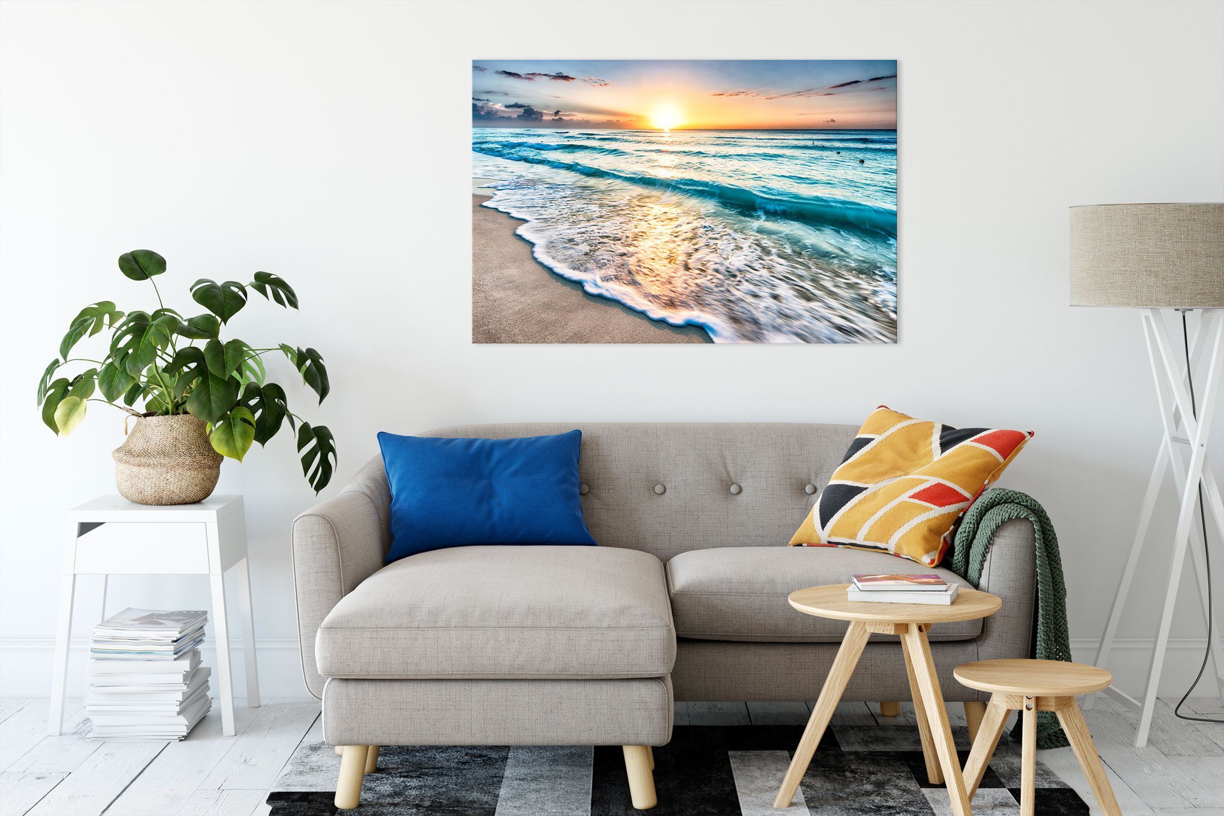 Pixxprint Leinwandbild Meer bei Sonnenuntergang, Meer bei Sonnenuntergang ( günstig online kaufen