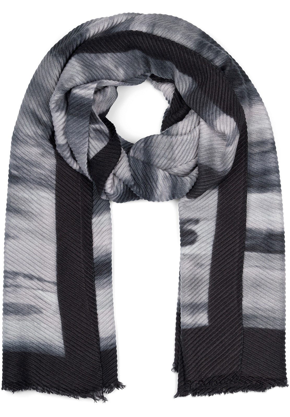 styleBREAKER Modeschal Plissierter Schal mit Pinselstrich Muster, (1-St)