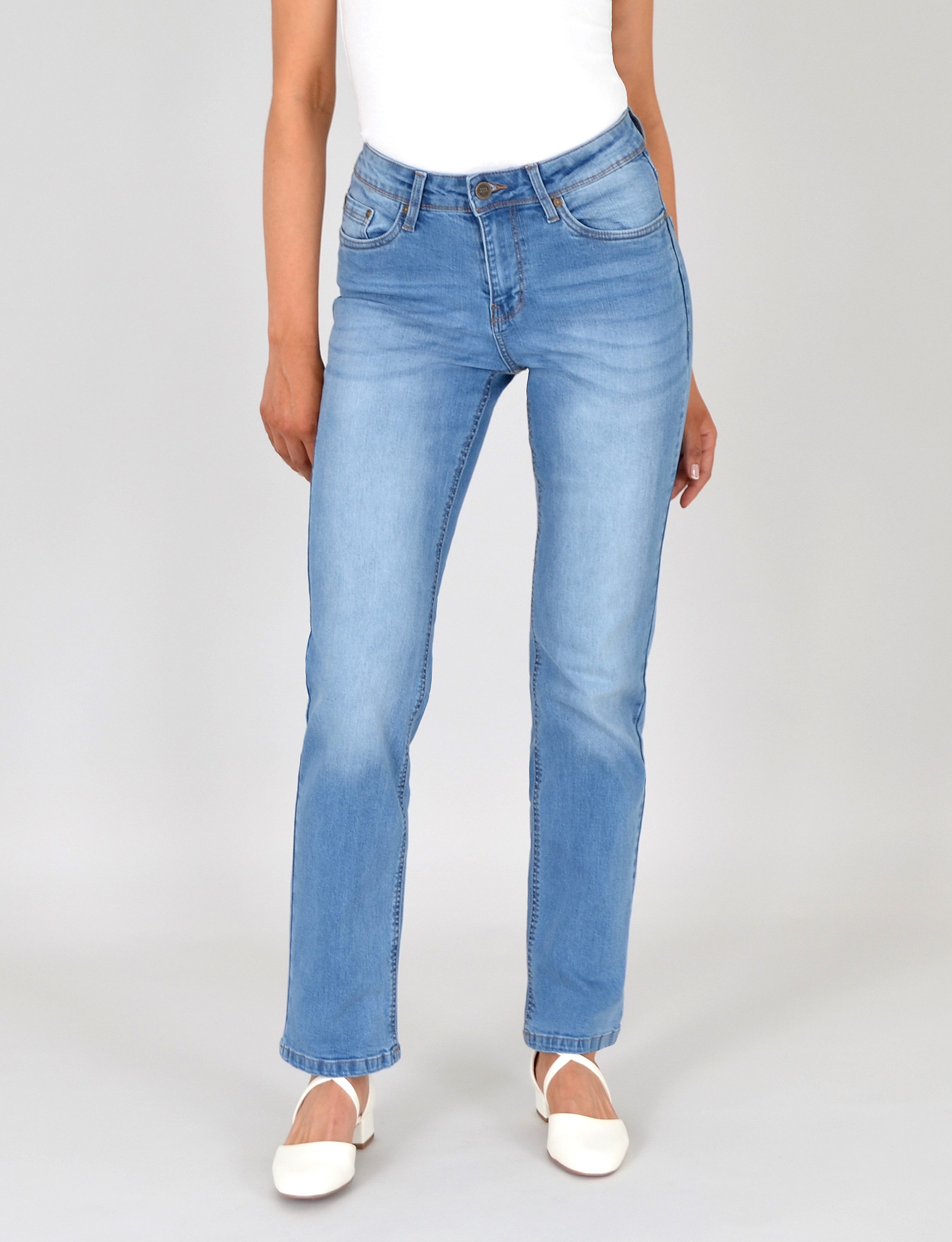 ESRA Straight-Jeans High Waist Damen Jeans Straight Leg Hose Stretch gerade günstig online kaufen