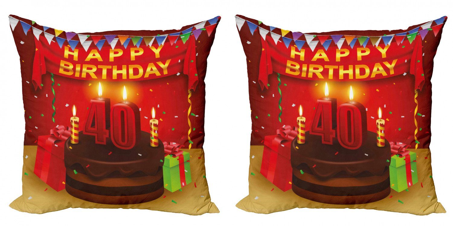 Kissenbezüge Modern Accent Doppelseitiger Digitaldruck, Abakuhaus (2 Stück), 40. Geburtstag Party Set und Kuchen