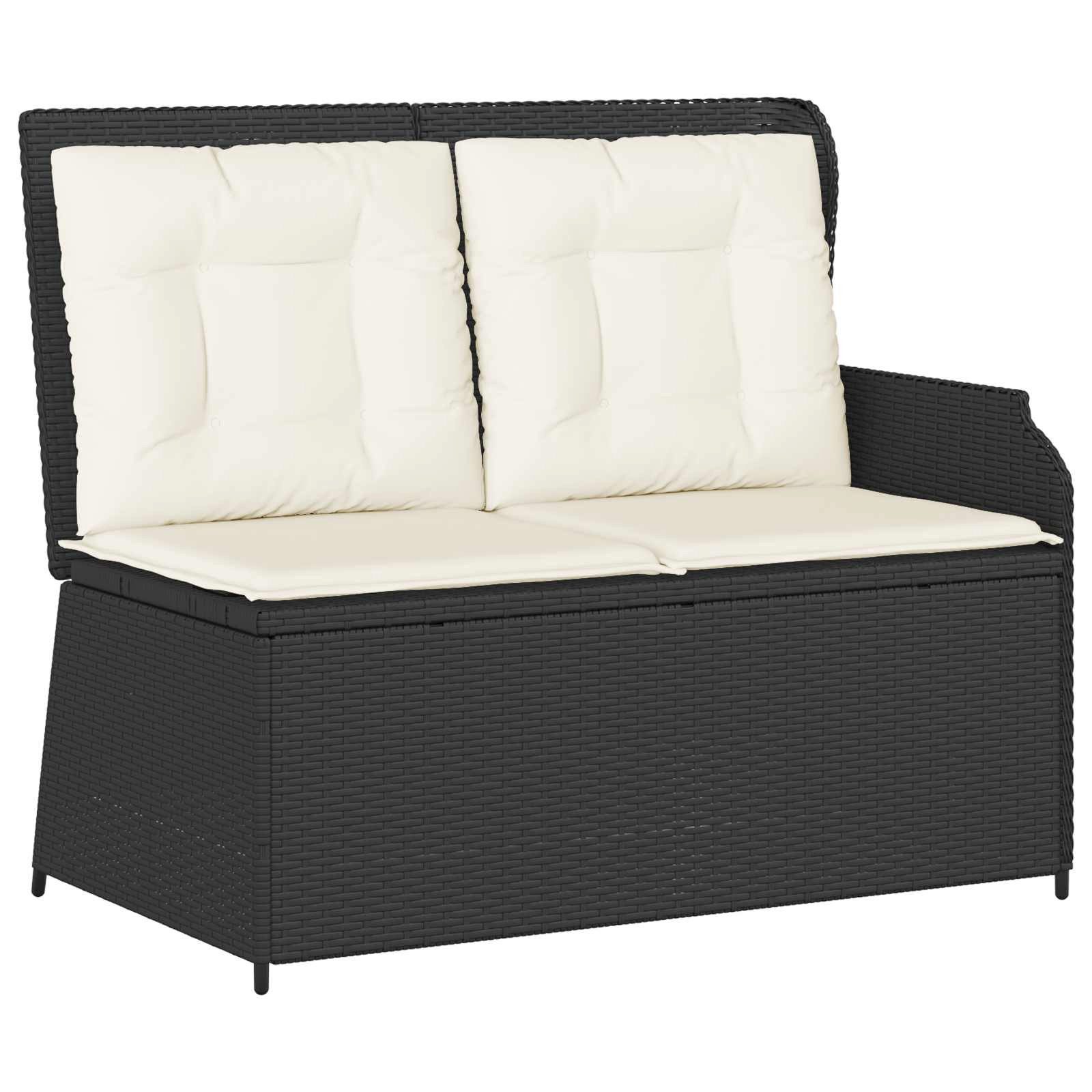 Gartenlounge-Set Gartenbank mit Kissen Schwarz und Cremeweiß Poly-Rattan