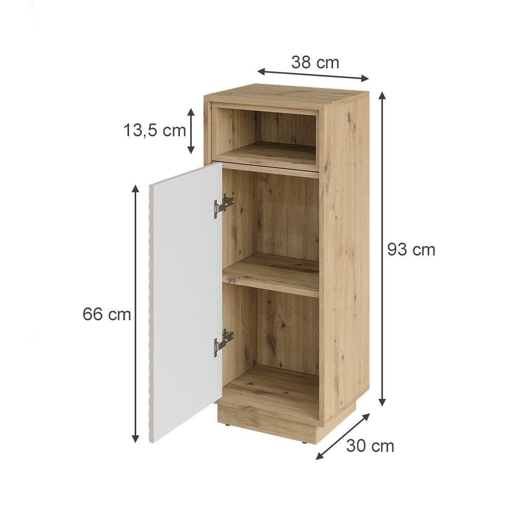 Vicco Midischrank Beatrice, Cashmere/Artisan-Eiche, 38 x 93 cm (1-St)