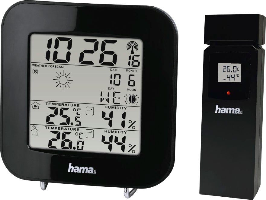 Wetterstation Wetterstation "EWS-200", Schwarz Mit Funk-Außensensor
