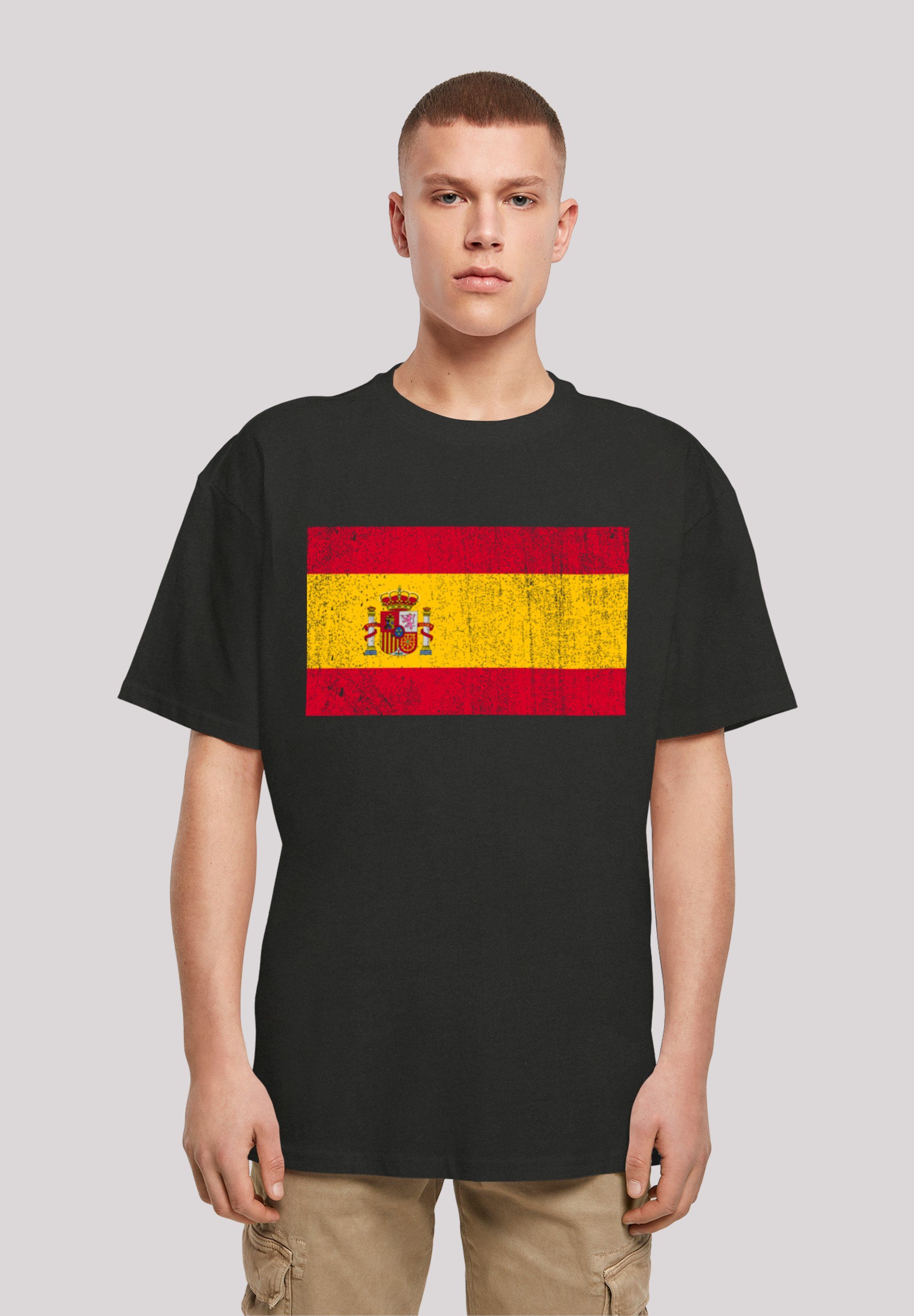 F4NT4STIC T-Shirt Spain Spanien Flagge distressed Print schwarz | T-Shirts