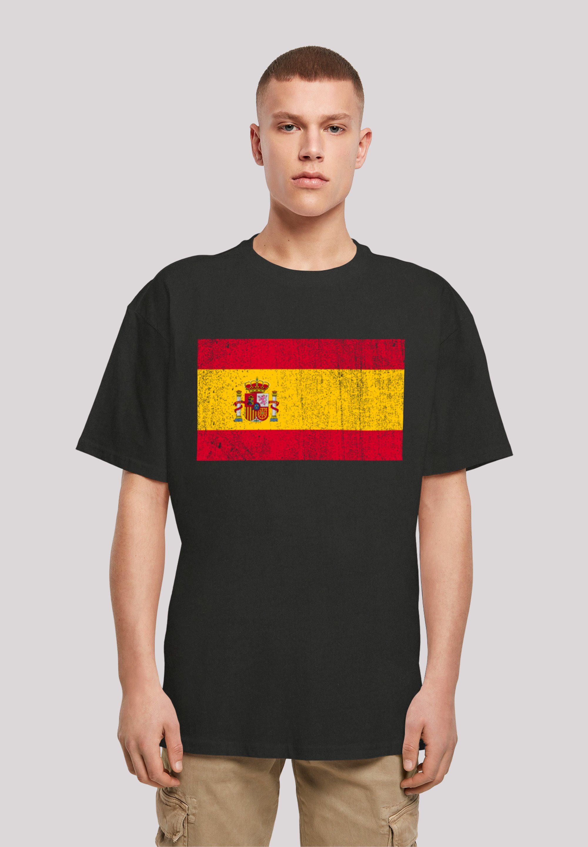 F4NT4STIC T-Shirt Spain Spanien Flagge distressed Print schwarz