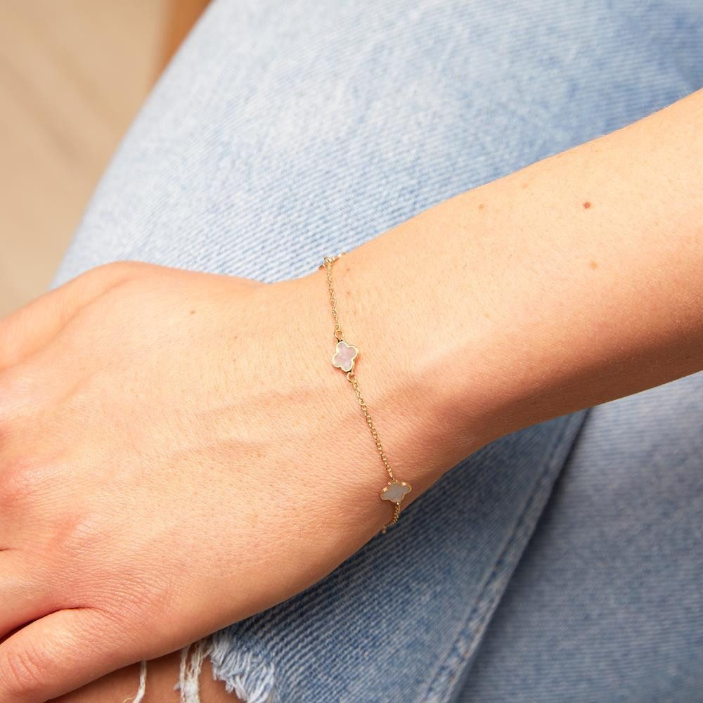 JEWLIX Goldarmband 585er Goldarmband für Damen von JEWLIX mit Blüten aus Perlmutt GB0035
