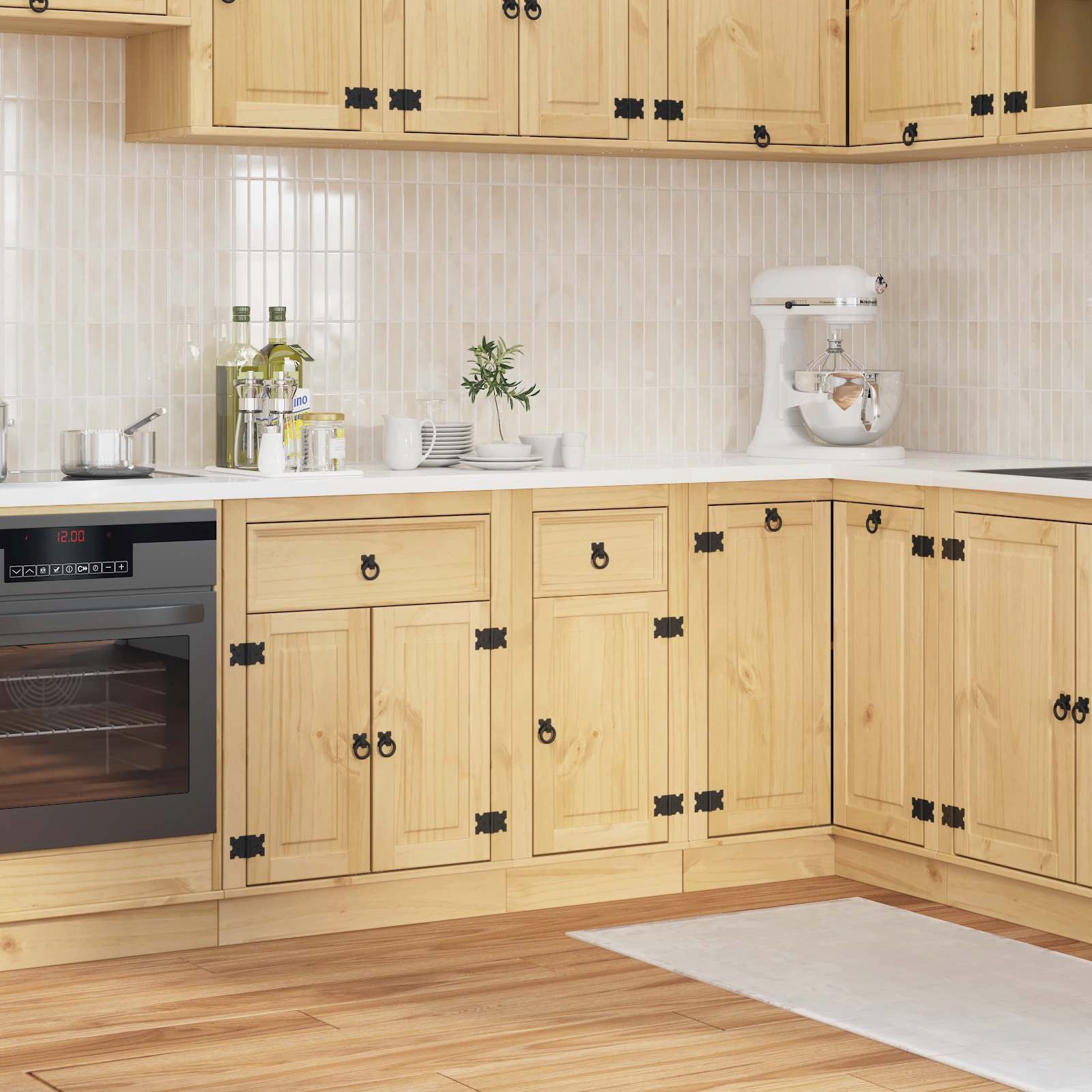 vidaXL Küchenzeile, Schrank mit Regal Honig 40 x 46 x 81.5 cm Massives Kiefernholz