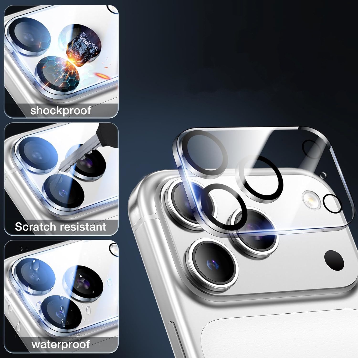 CLM-Tech Kameraschutzglas 2X für iPhone 17 PRO 6,3 Zoll, Linse Schutzglas 9H Glas - Folie kristallklar Panzerglas, 2 Stück, Kratzfest – Bild 3 von 5