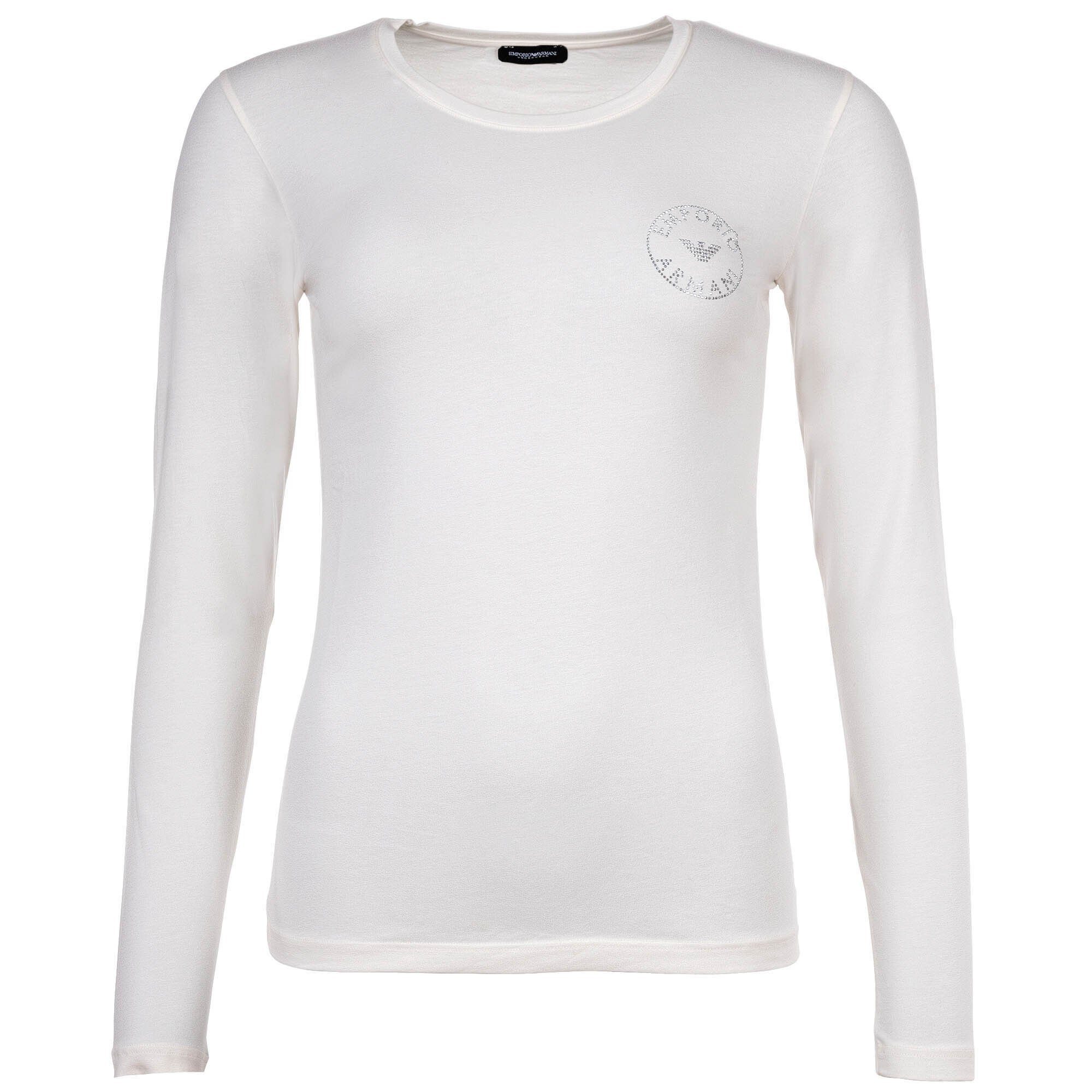 Emporio Armani T-Shirt Damen Langarm-Shirt STUDS - Creme ESSENTIAL LOGO