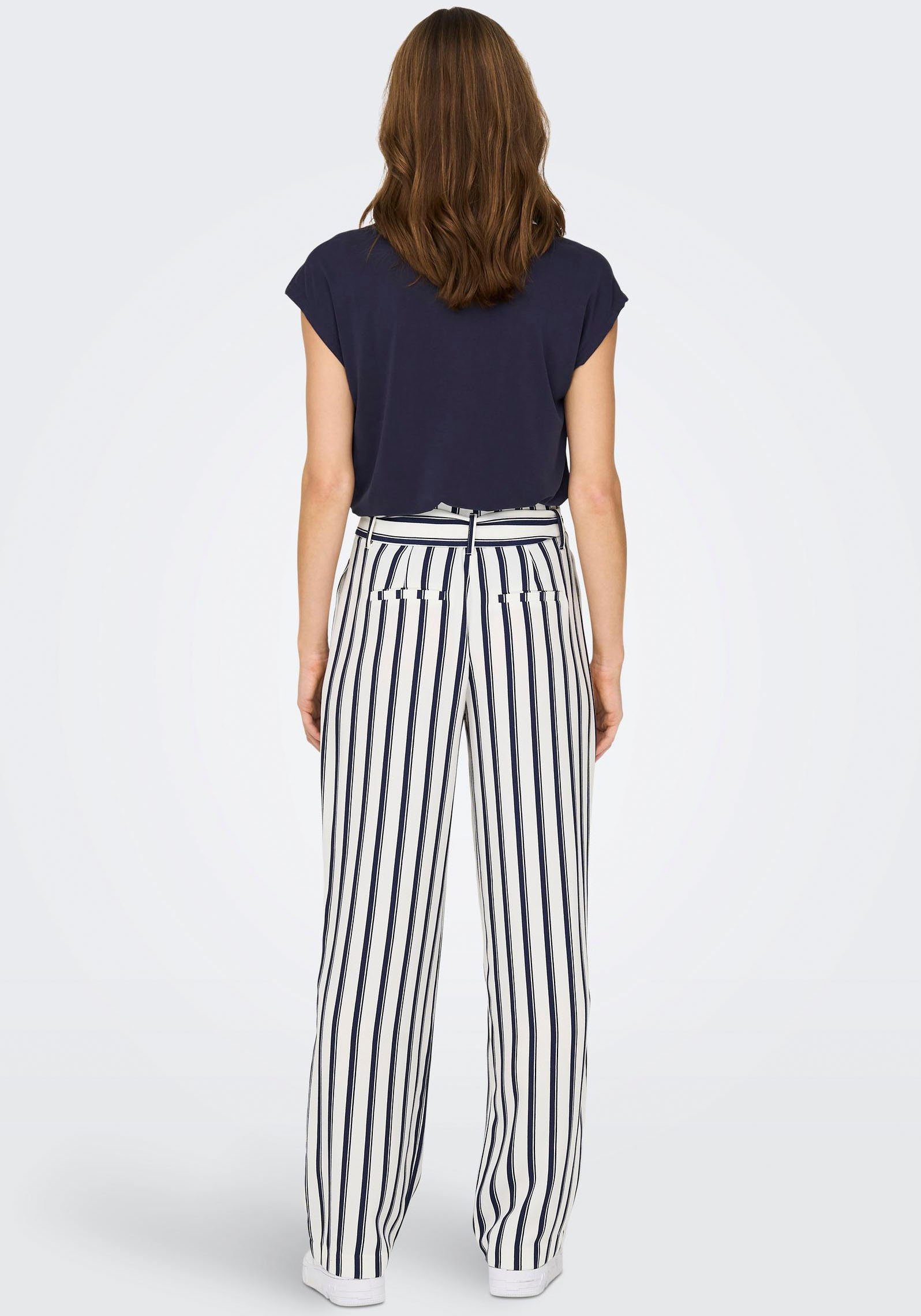 ONLY Anzughose HW blue ONLLOWA STRIPE CC TLR BELT PANT Dancer Stripes:partiot Cloud