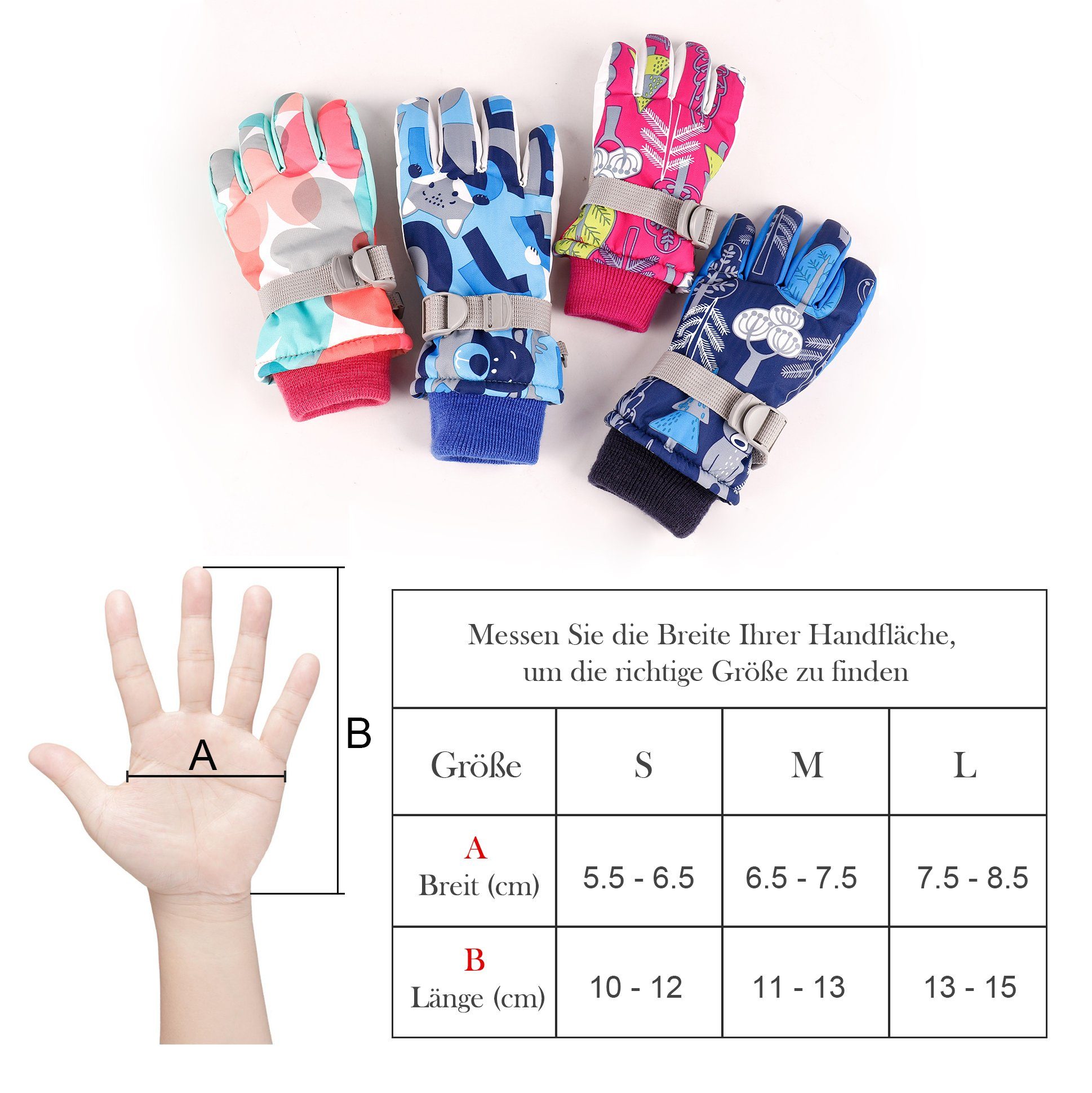 Vivi Idee Skihandschuhe Kinder Winterhandschuhe Schneehandschuhe Wintersport Snowboard Skifahren für Junge mädchen 4-13 Jahre
