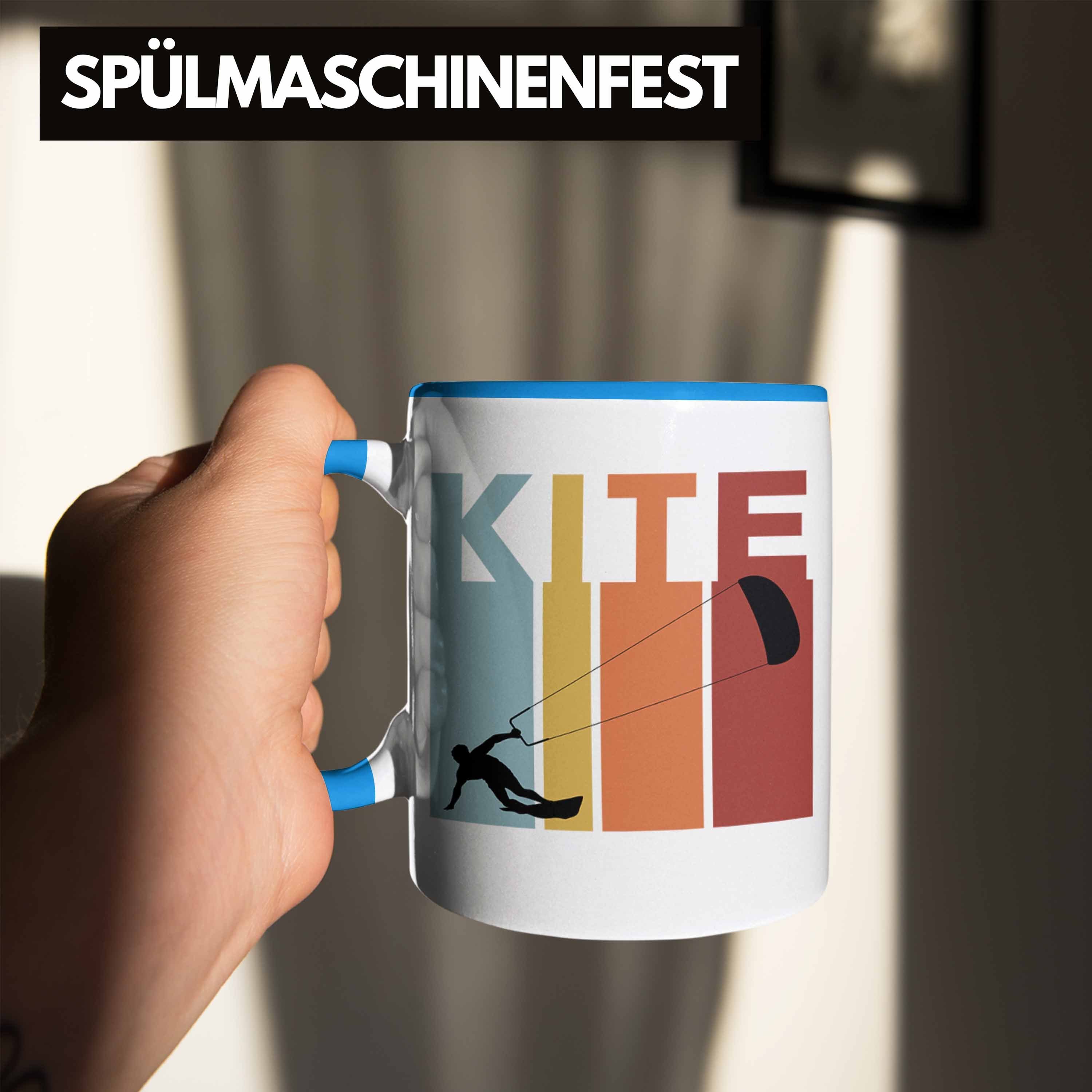 Kitesurfing Trendation Kitesurfen Kitesurf Geschenk - Geschenkidee Kite Blau Trendation Tasse Surfender Tasse