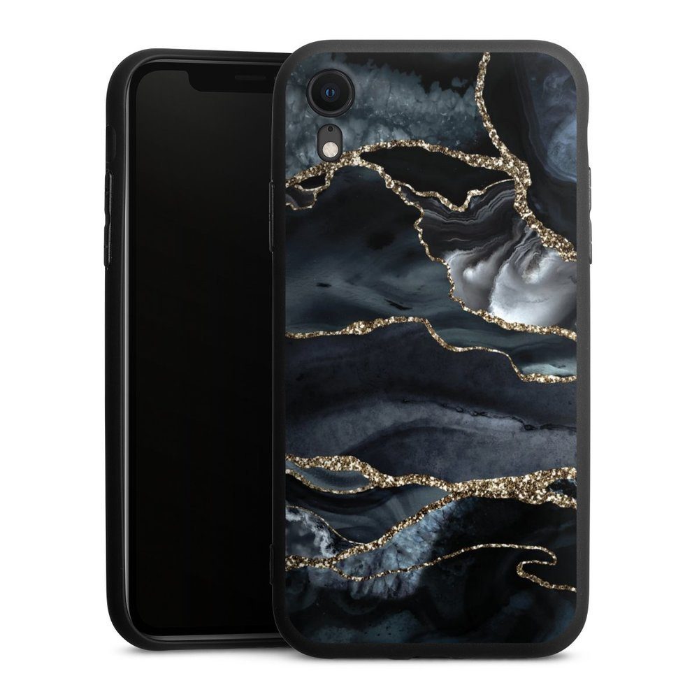DeinDesign Handyhülle Glitzer Look Marmor Trends Dark marble gold Glitter look, Apple iPhone Xr Silikon Hülle Premium Case Handy Schutzhülle